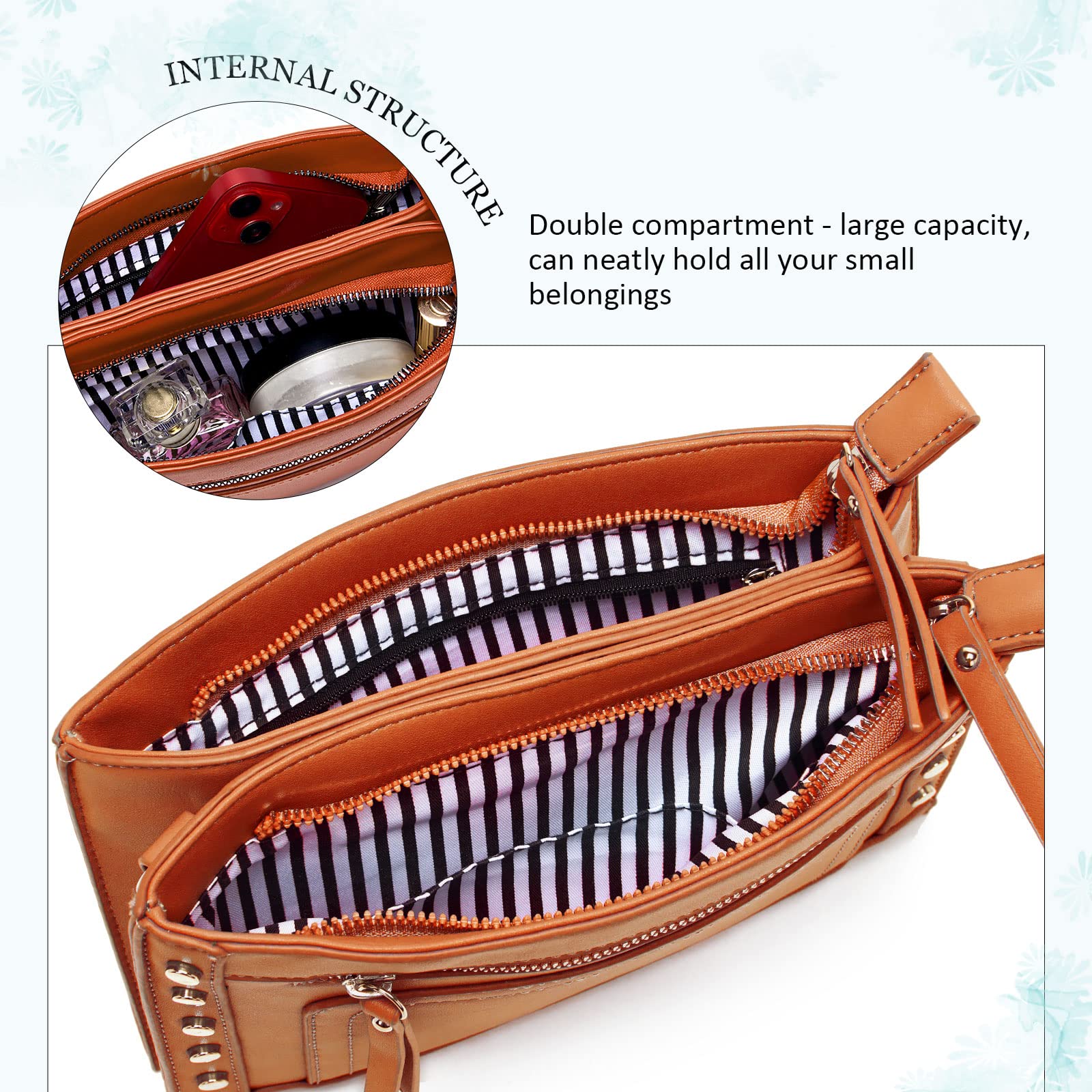 Women's PU Leather Crossbody Bag - Small Shoulder Purse for Phone & Wallet | Daily Use & Travel