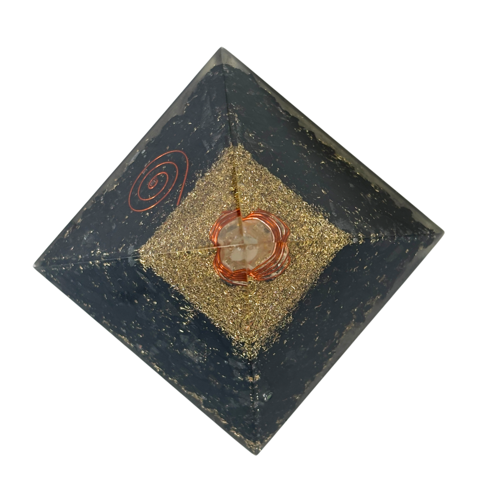 Black Tourmaline Orgonite Pyramid - Natural Healing Crystal for EMF Protection, Stress Relief & Positive Energy | Perfect for Home, Office & Meditation Space