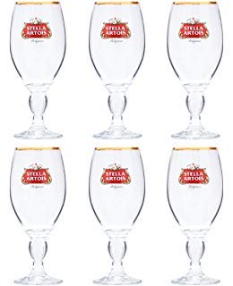 Premium Stella Artois 50cl Beer Glasses Set of 6 - Classic Chalice Style for Lager, Craft Beer & Home Brewing - Perfect for Parties, Bars & Gift Giving