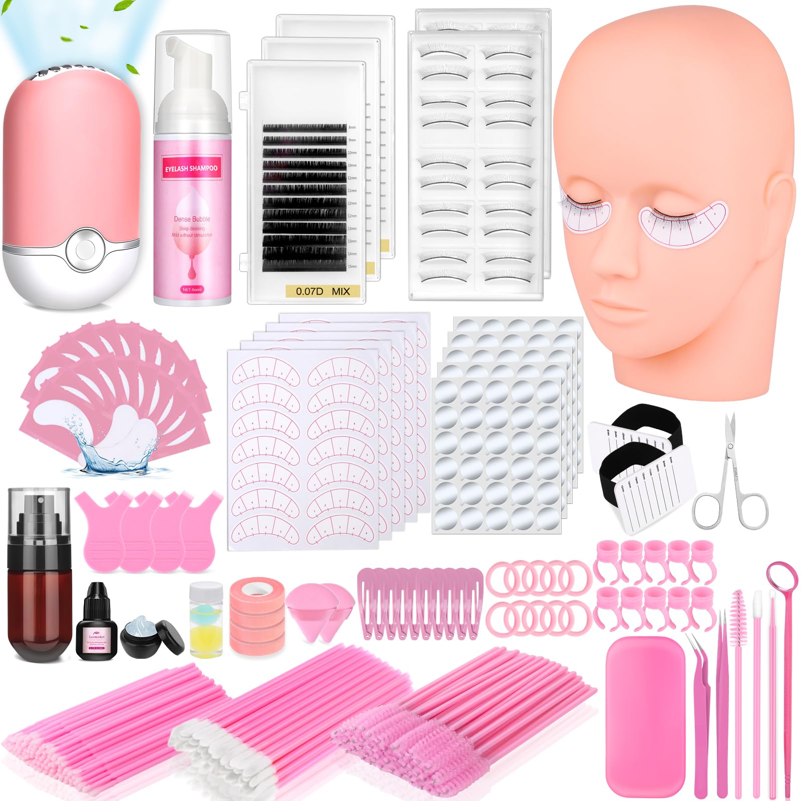 Professional 484 Pcs Eyelash Extension Kit for Beginners - Complete DIY Lash Set with Tweezers, Glue & Accessories - Perfect for Home, Salon & Spa Use