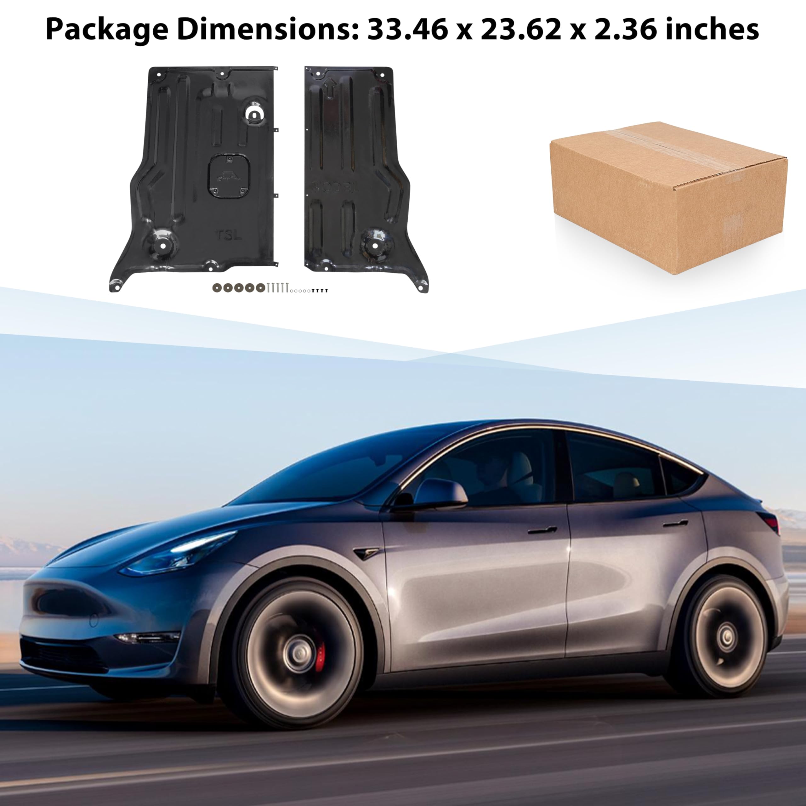 KEWISAUTO Front Skid Plate for Tesla Model 3 & Model Y (2017-2024) - Heavy Duty Underbody Engine Guard, Splash Shield & Chassis Protection Plate - Perfect for Off-Roading & Winter Driving Protection