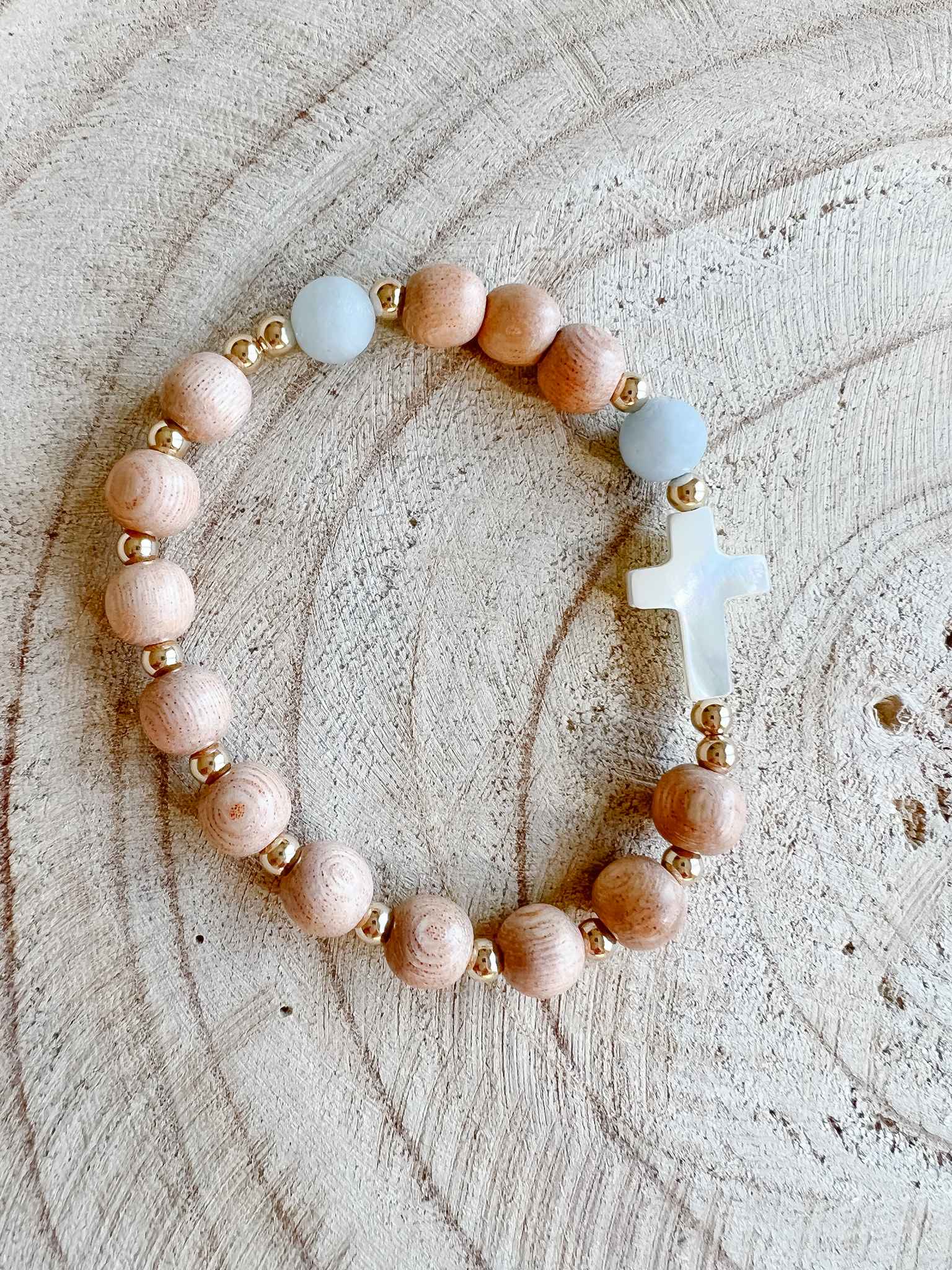 Beautiful Rosary Bracelet with Mother of Pearl Cross - Religious Jewelry for Prayer & Meditation - Perfect for Church, Daily Wear & Spiritual Gifts