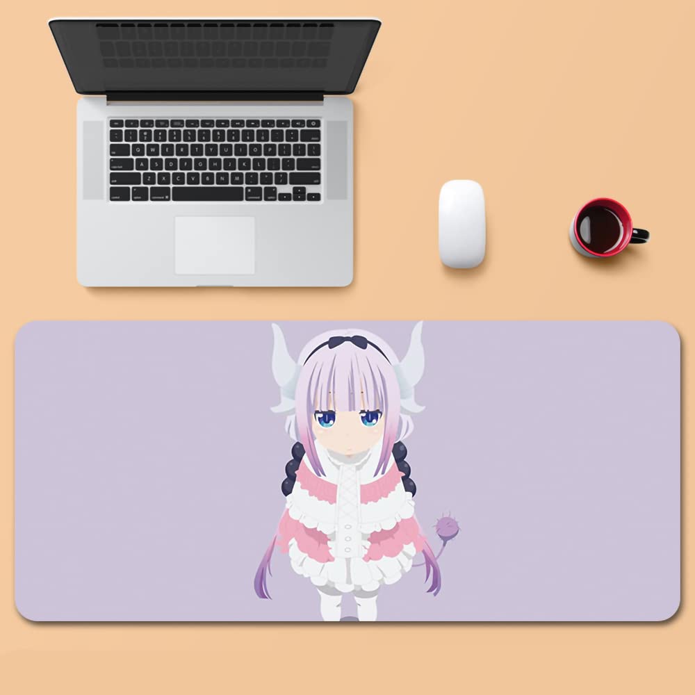 FWAHB Kanna Kamui Anime Mouse Pad - Large Extended Gaming Mouse Mat for Miss Kobayashi's Dragon Maid Fans - Non-Slip Rubber Base with Stitched Edges - Perfect for PC Gaming, Office Work & Anime Decor