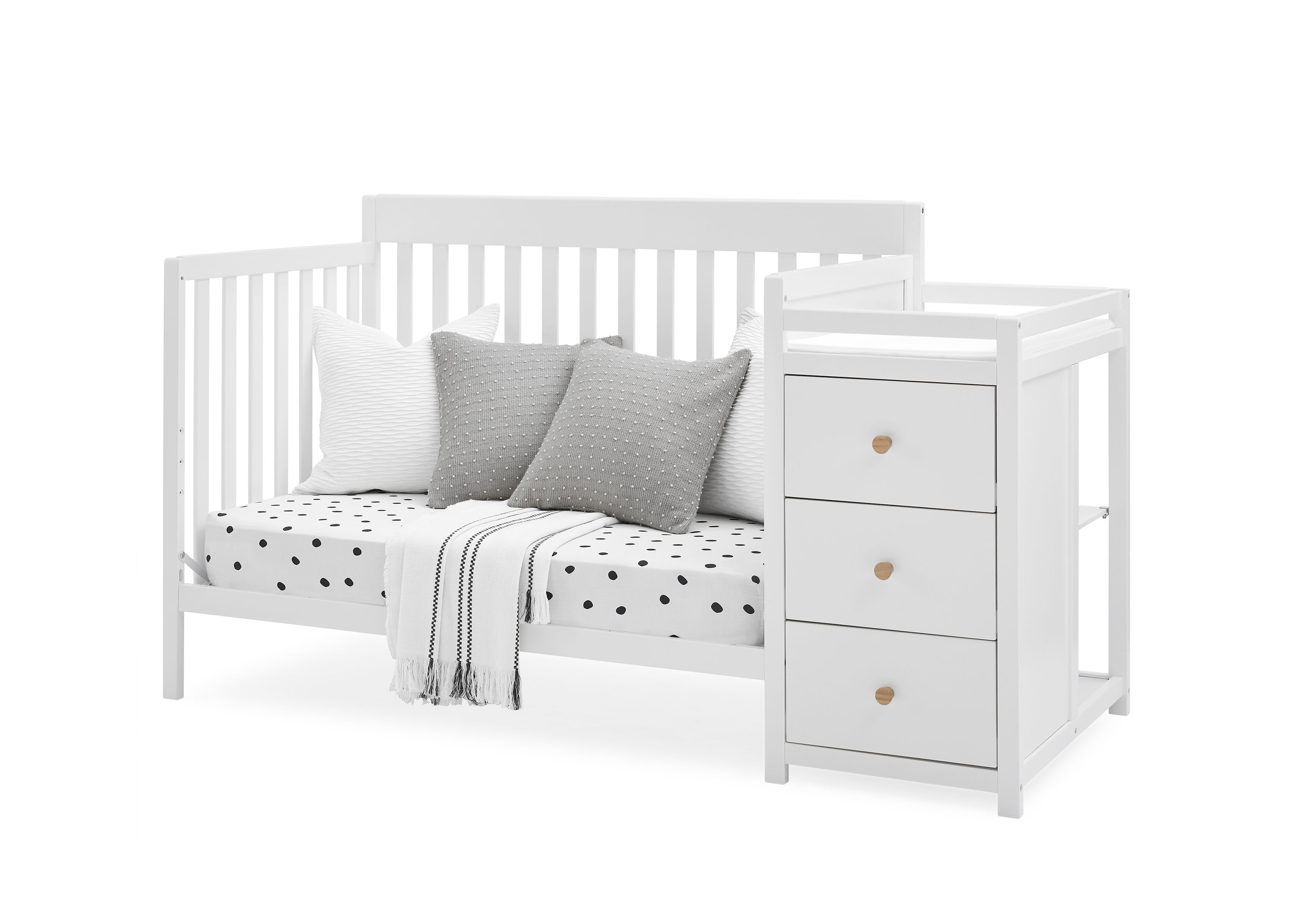 Flynn 5-in-1 Convertible Baby Crib with Changer - Nursery Furniture Set for Newborn to Toddler | Perfect for Small Spaces & Modern Nurseries