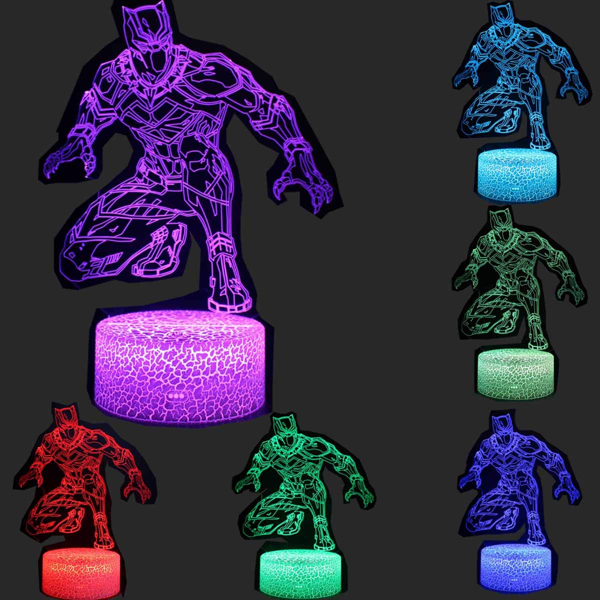 Super Hero 3D Illusion Night Light - 7 Color Changing LED Lamp for Kids Room Decor, Desk & Table Light - Perfect for Bedtime, Nursery, Playroom & Gift Giving
