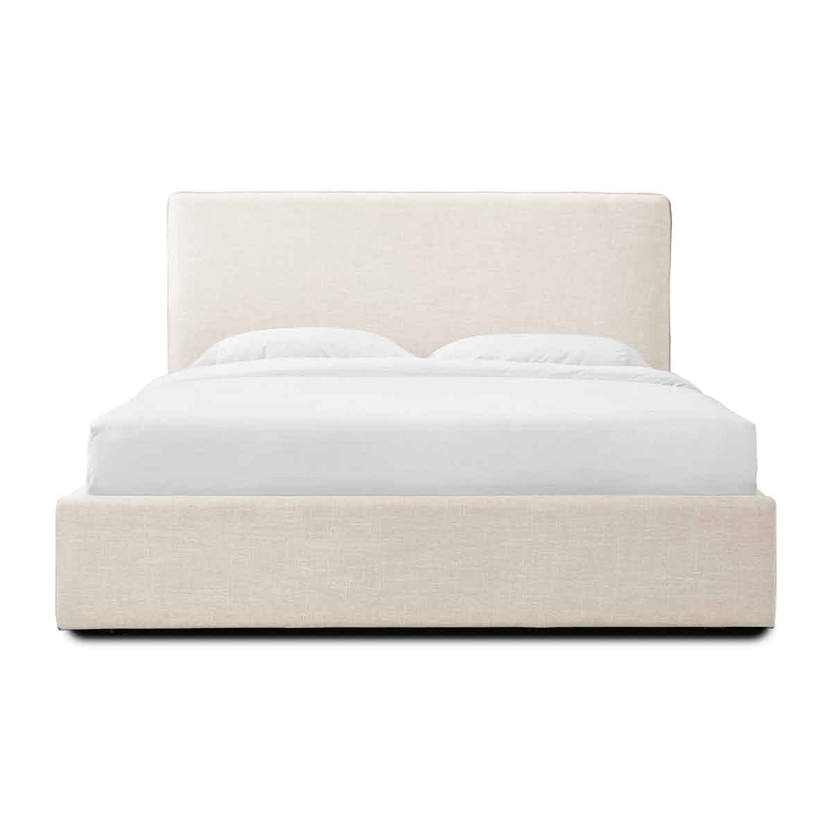 Dane Storage Queen Bed Frame with Drawers, Cream - Space-Saving Bed with Underbed Storage for Small Bedrooms & Apartments