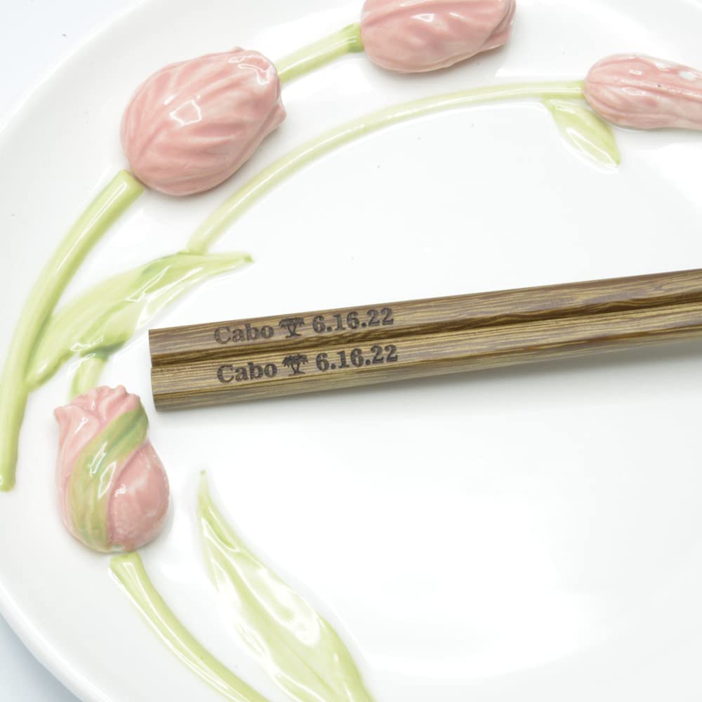 Personalized Engraved Wooden Chopsticks Set - 100PC Reusable Custom Chinese Chopsticks for Beginners, Christmas Gifts, Housewarming Presents | Perfect for Asian Cuisine, Home Dining & Unique Gift Giving