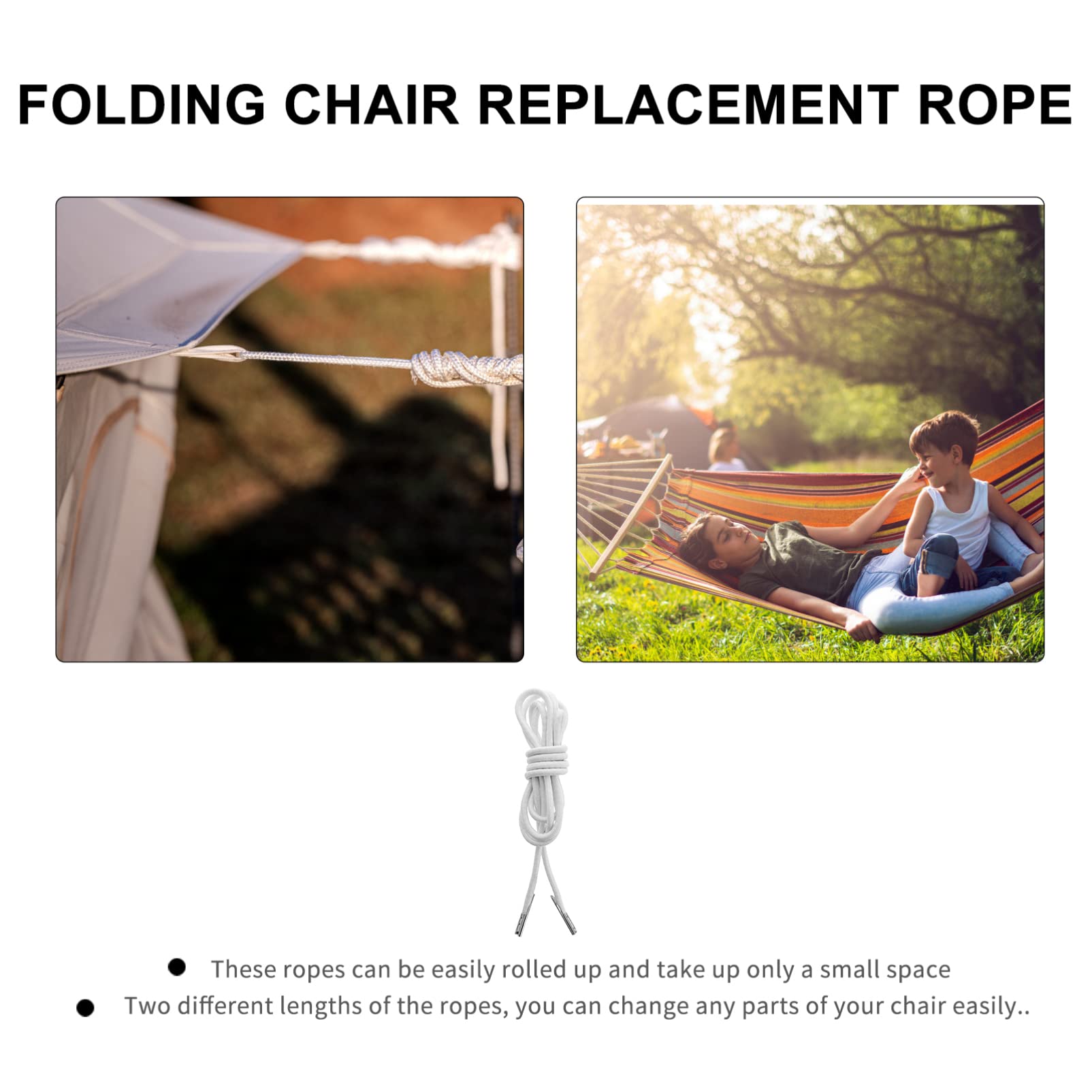 4-Pack White Chaise Lounge Replacement Bungee Cords – Latex Core Rope Laces for Reclining Patio Chairs, Beach Chairs & Salon Chairs – Durable Outdoor Furniture Repair Accessories for Poolside, Backyard & Spa Relaxation