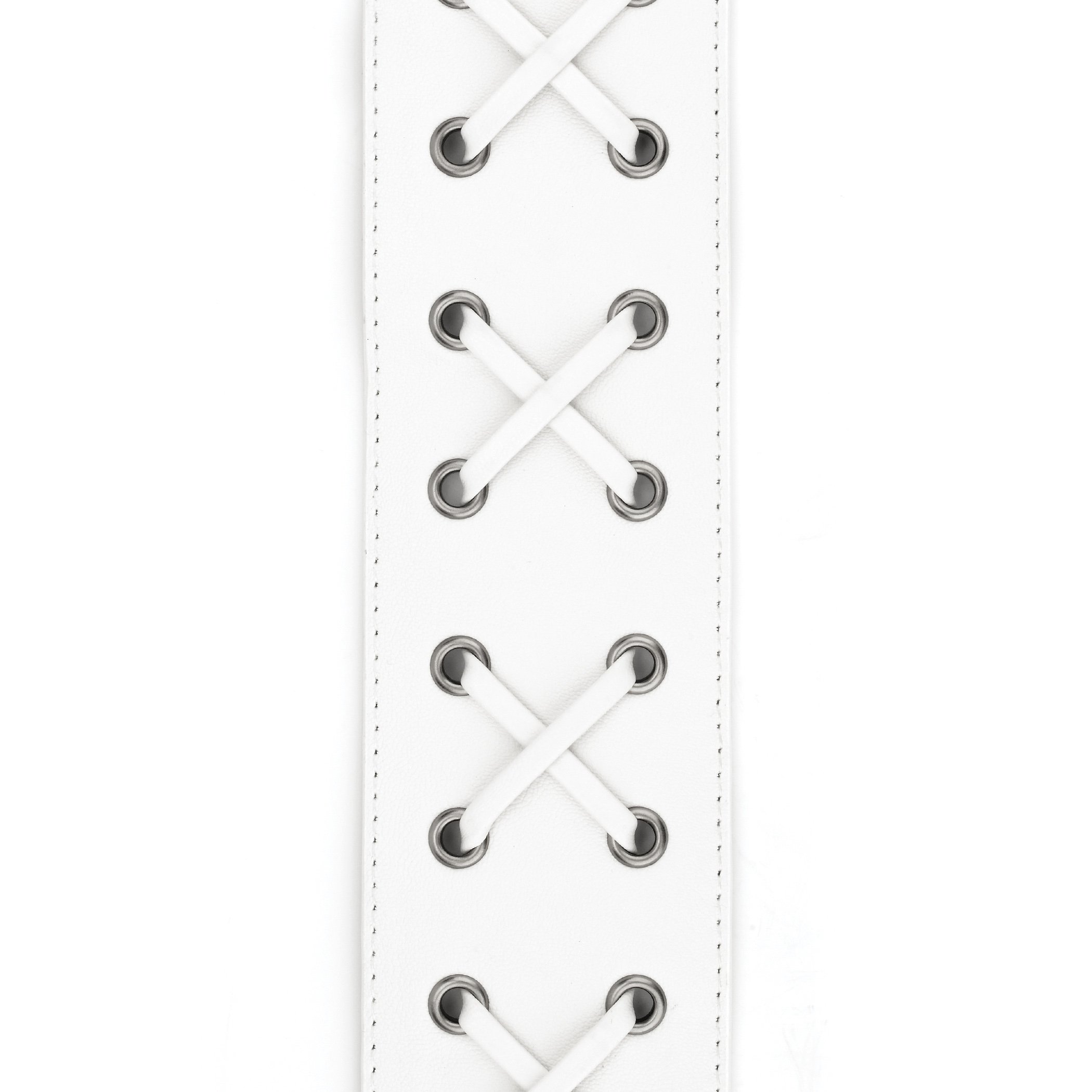 D'Addario Premium Guitar Strap for Electric, Acoustic & Bass Guitars - Adjustable Laced White Strap - Comfortable & Durable Guitar Accessory - Perfect for Live Performances, Studio Sessions & Practice