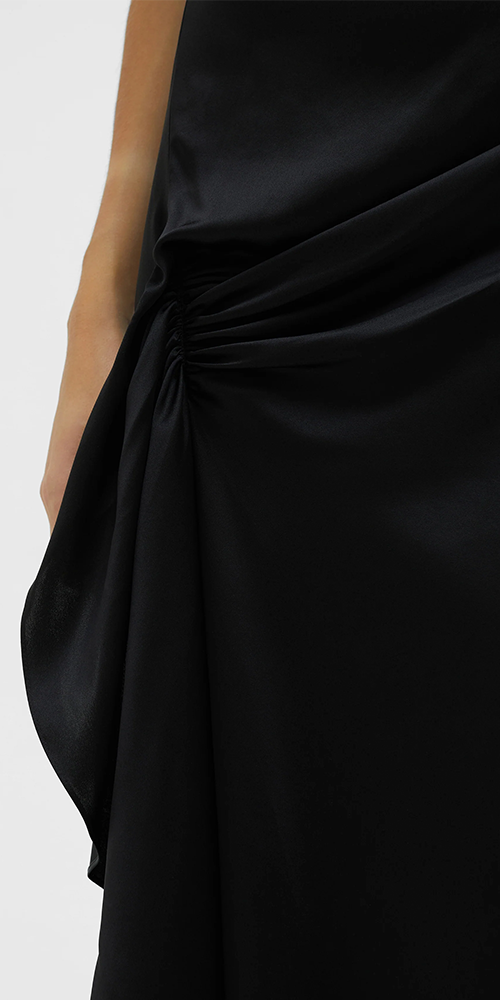Elegant Cusco Draped Silk Maxi Dress for Women - Boho Chic Summer Beach Wedding Party Wear - Flowy Long Evening Gown for Special Occasions