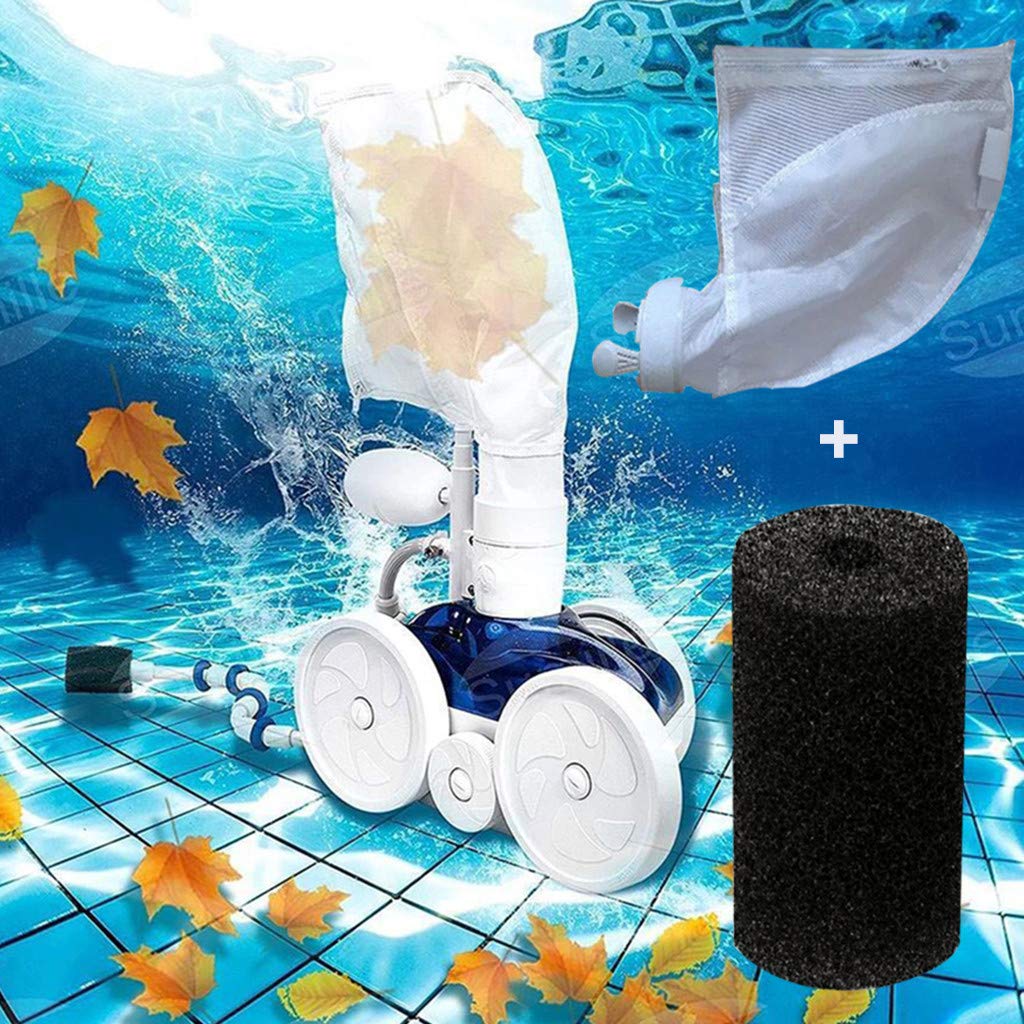 Ryauigh Nylon Mesh Pool Cleaner Bags - Replacement Filter Bags with Zipper & Sponge for Polaris 280 & 480 Pool Cleaners (Fits Models K13, K16) - Durable Swimming Pool Maintenance Accessories for Easy Debris Collection & Cleaner Protection