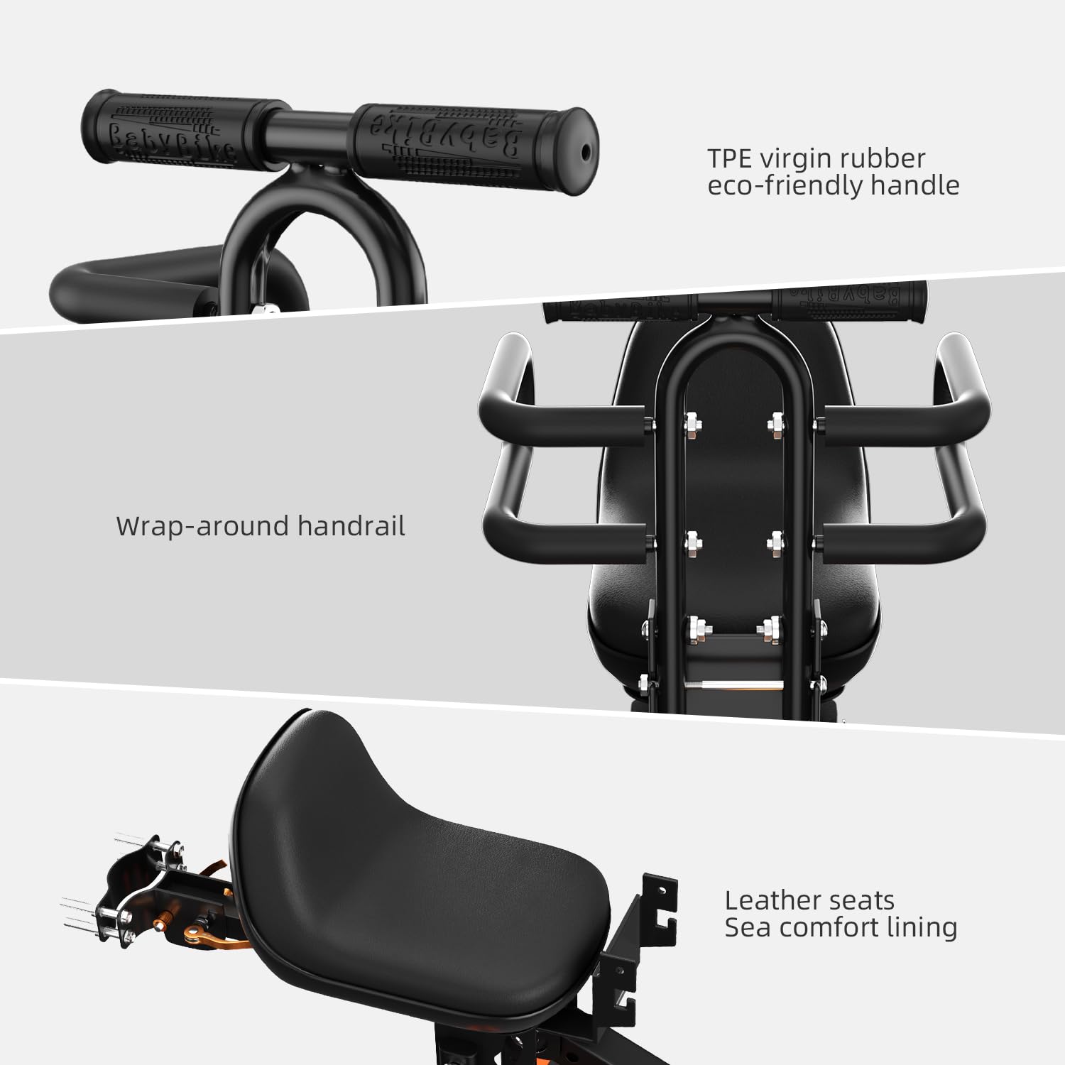 Best Child Bike Seat for Kids 1-5 Years Old - Adjustable Safety Guardrail, High Comfort Cushion & Backrest - Durable Mountain Bike Child Carrier for Outdoor Family Rides, Commuting & Cycling Adventures