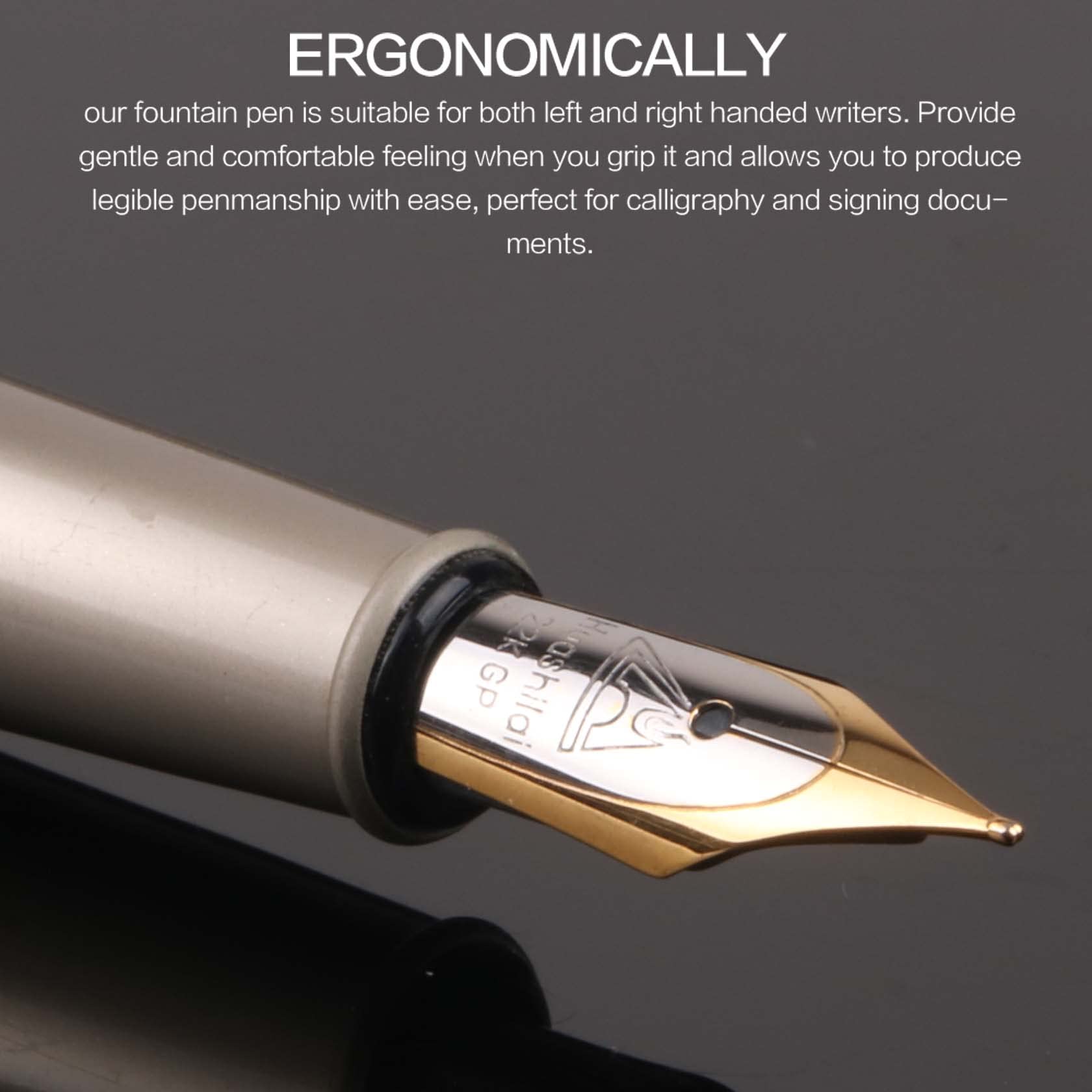 STONEGO 0.5mm Medium Nib Metal Calligraphy Fountain Pen - Smooth Writing & Drawing - Premium Executive Business Gift for Men & Women - Ideal for School, Office, Professionals & Journaling (Gold) - Perfect for Signing Documents, Creative Lettering & Elegant Note Taking