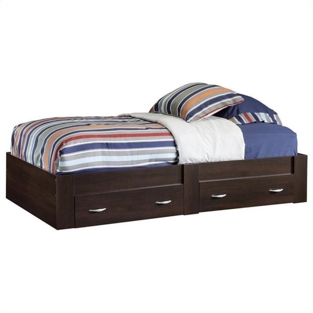 Pemberly Row Contemporary Wood Twin Platform Bed in Cinnamon Cherry - Modern Minimalist Bed Frame for Small Spaces, Kids & Guest Rooms - Easy Assembly & Sturdy Design