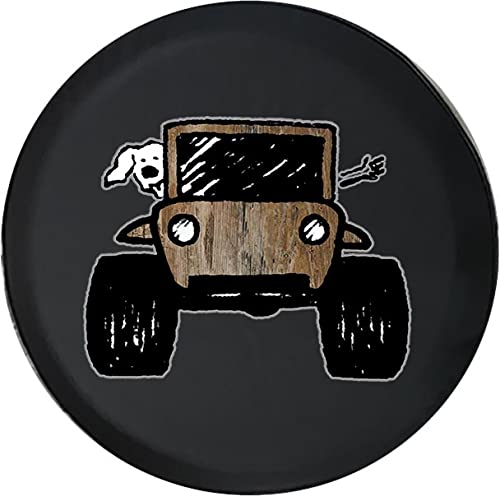 Paw Prints Wood Barn Country Black 29 Inch Car Tire Cover - Durable RV, Truck, SUV & Trailer Tire Protector for Camping, Off-Road & Outdoor Adventures