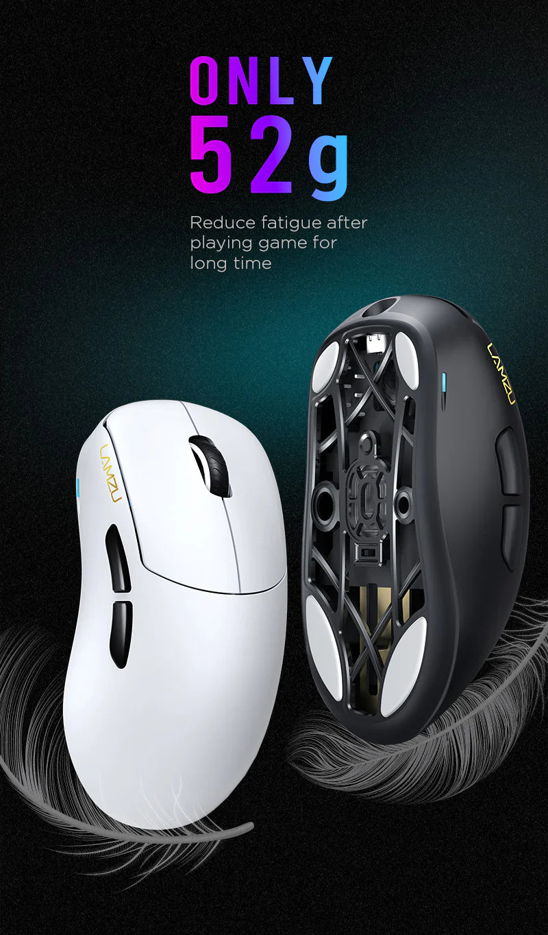 Lamzu Thorn Wireless Gaming Mouse - Lightweight Ergonomic Design, 16000 DPI, RGB Lighting - Perfect for FPS, MOBA, and Esports Gaming (White)