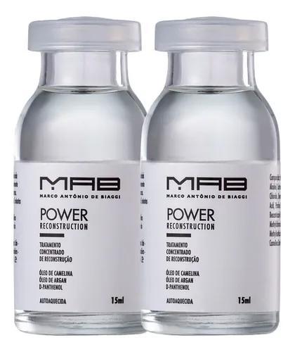 MAB Marco Antônio De Biaggi Power 2U Hair Reconstructor Ampoules - Professional Hair Treatment for Damaged Hair | Perfect for Salon Use & At-Home Hair Care
