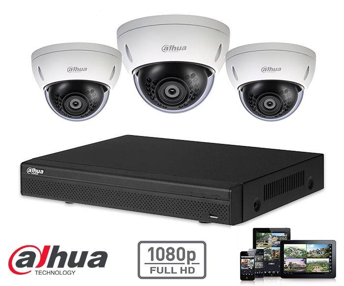 3MP Full HD CVI Security Camera System Kit with 3 Dome Cameras - Indoor/Outdoor Home & Business Surveillance for 24/7 Monitoring