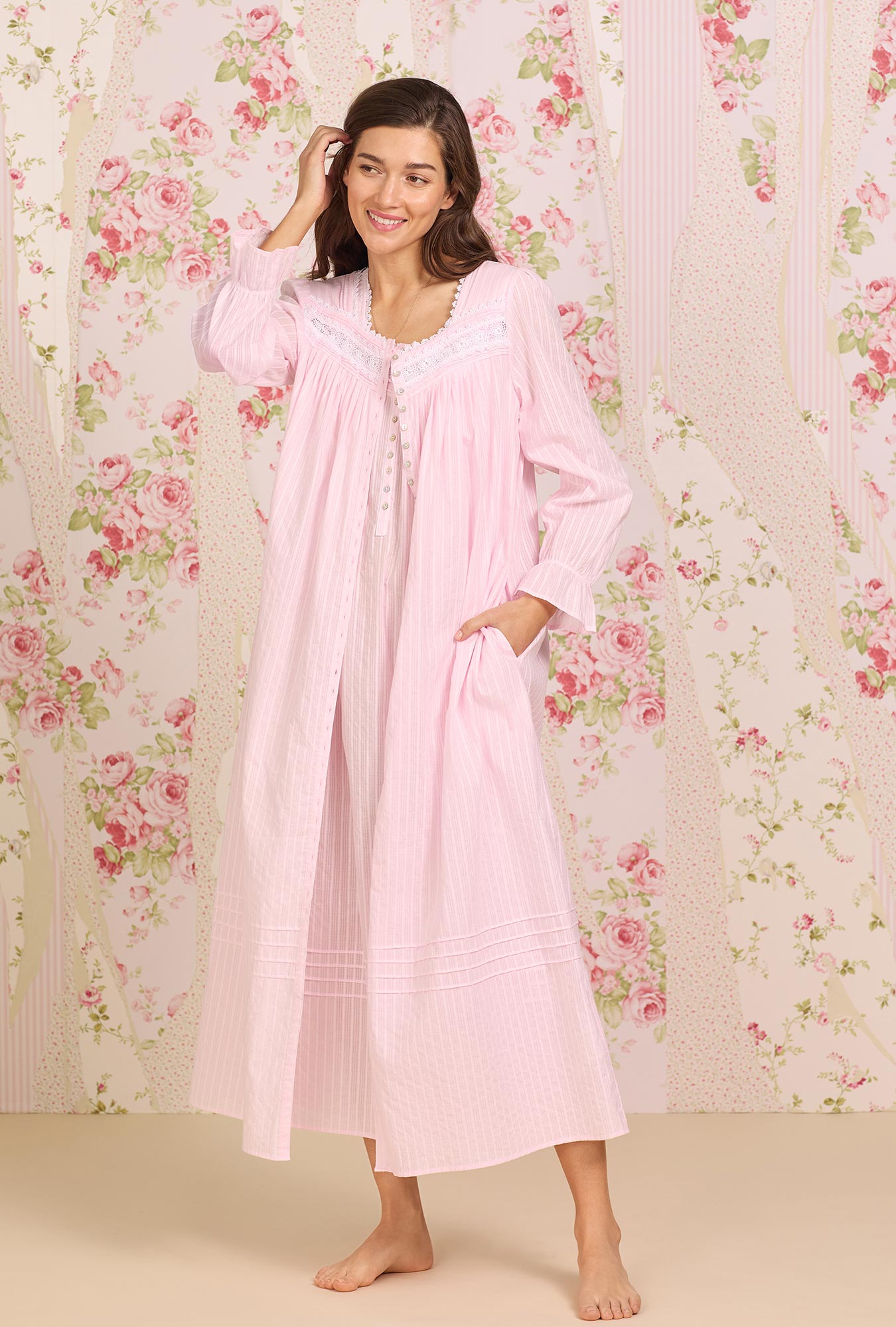 Stylish Dobby Stripe Button Front Robe - Soft Cotton Bathrobe for Women & Men - Perfect for Spa, Lounge & Home Relaxation