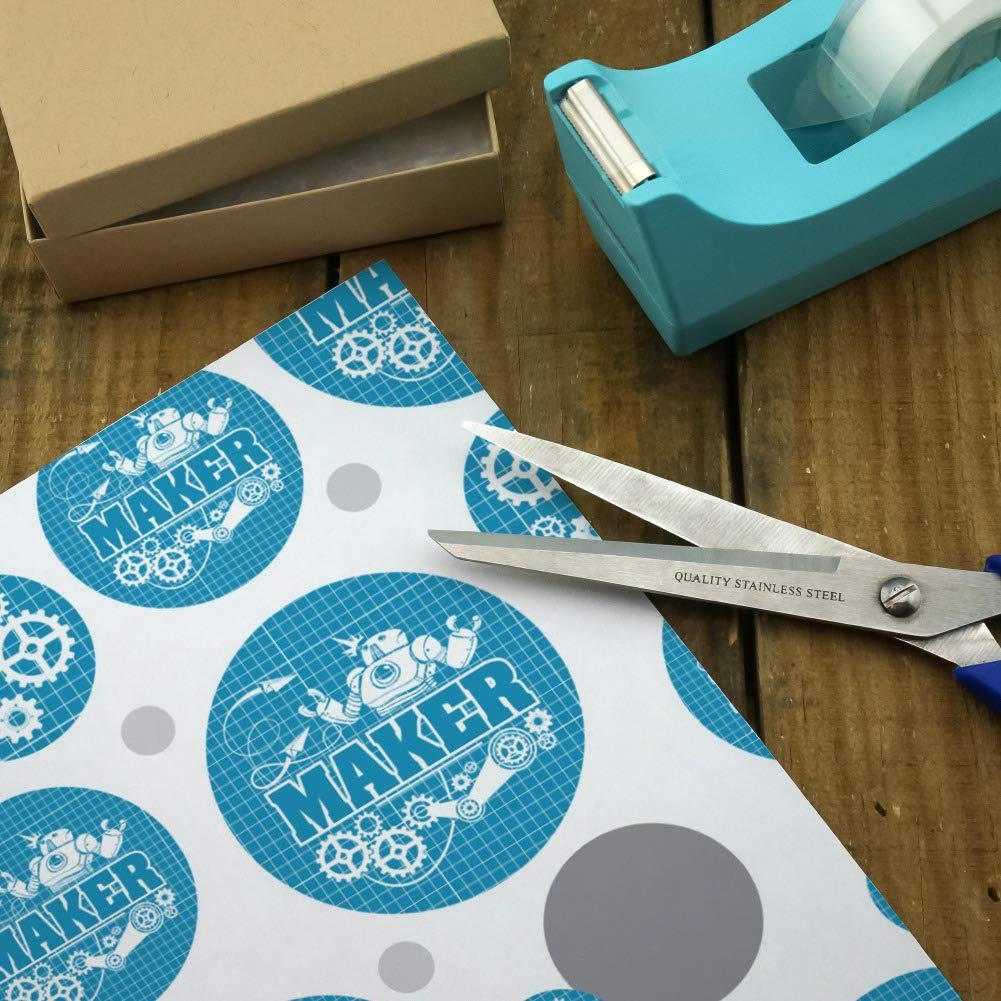 GRAPHICS & MORE Maker Blueprint Design with Robot and Gears Wrapping Paper Roll - Perfect for DIY Crafts, Gift Wrapping, and STEM-Themed Parties