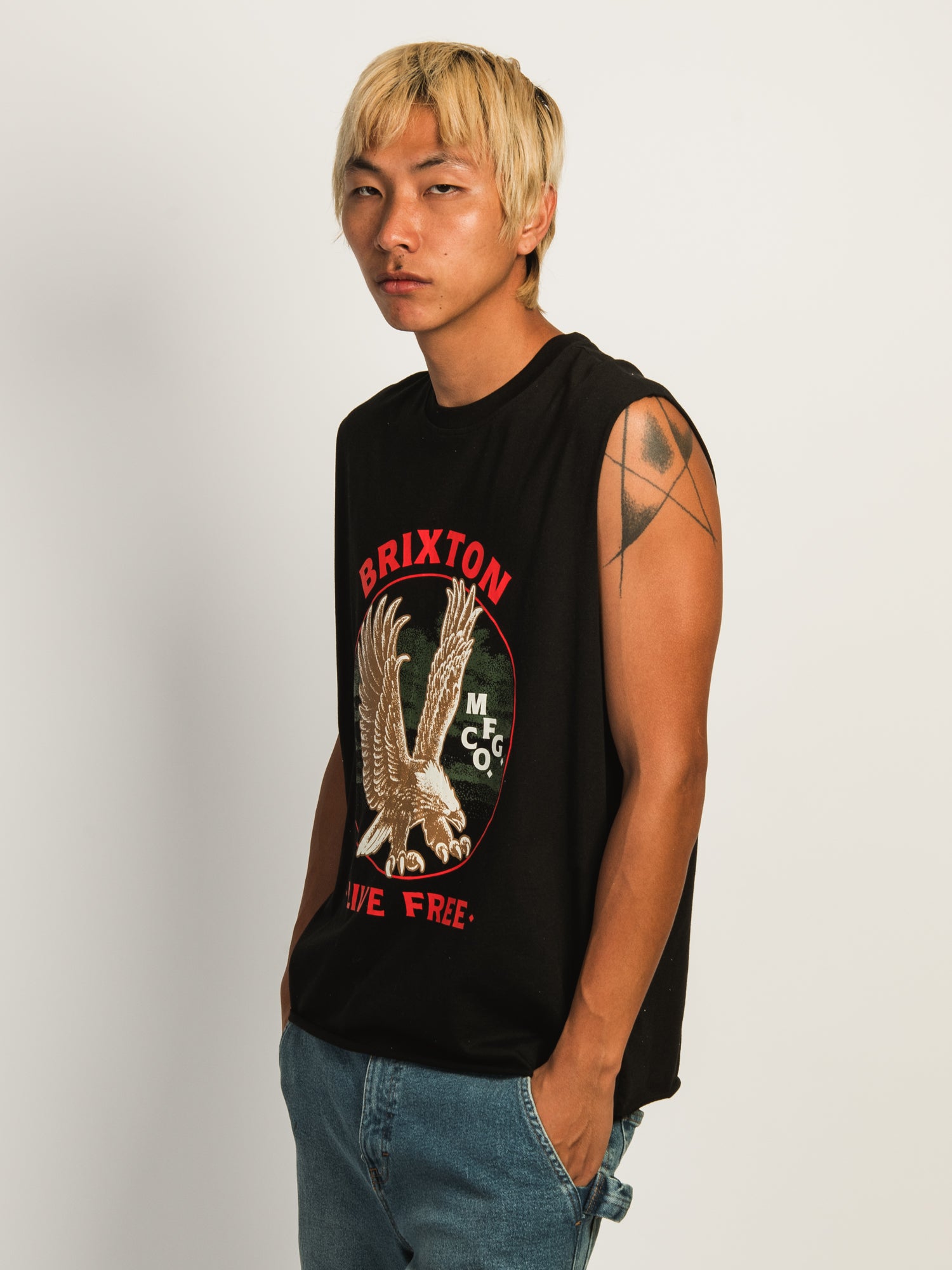 BRIXTON LIVE FREE MUSCLE TANK TOP - BLACK | Men's Sleeveless Workout Shirt for Gym, Running & Summer Outfits