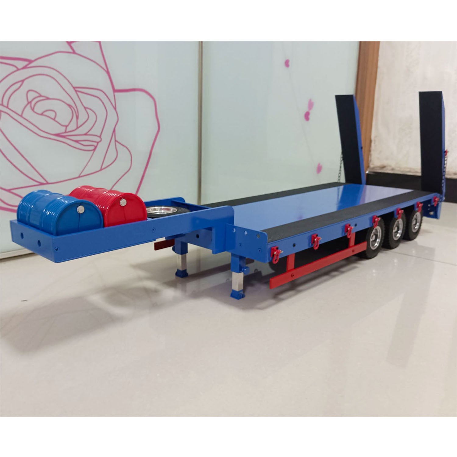 1/14 Scale RC Tractor Truck Metal 3-Axle Semi Trailer - Remote Control Car Accessory for Simulation & Hobby Model DIY - Perfect for RC Construction Scenes & Truck Shows