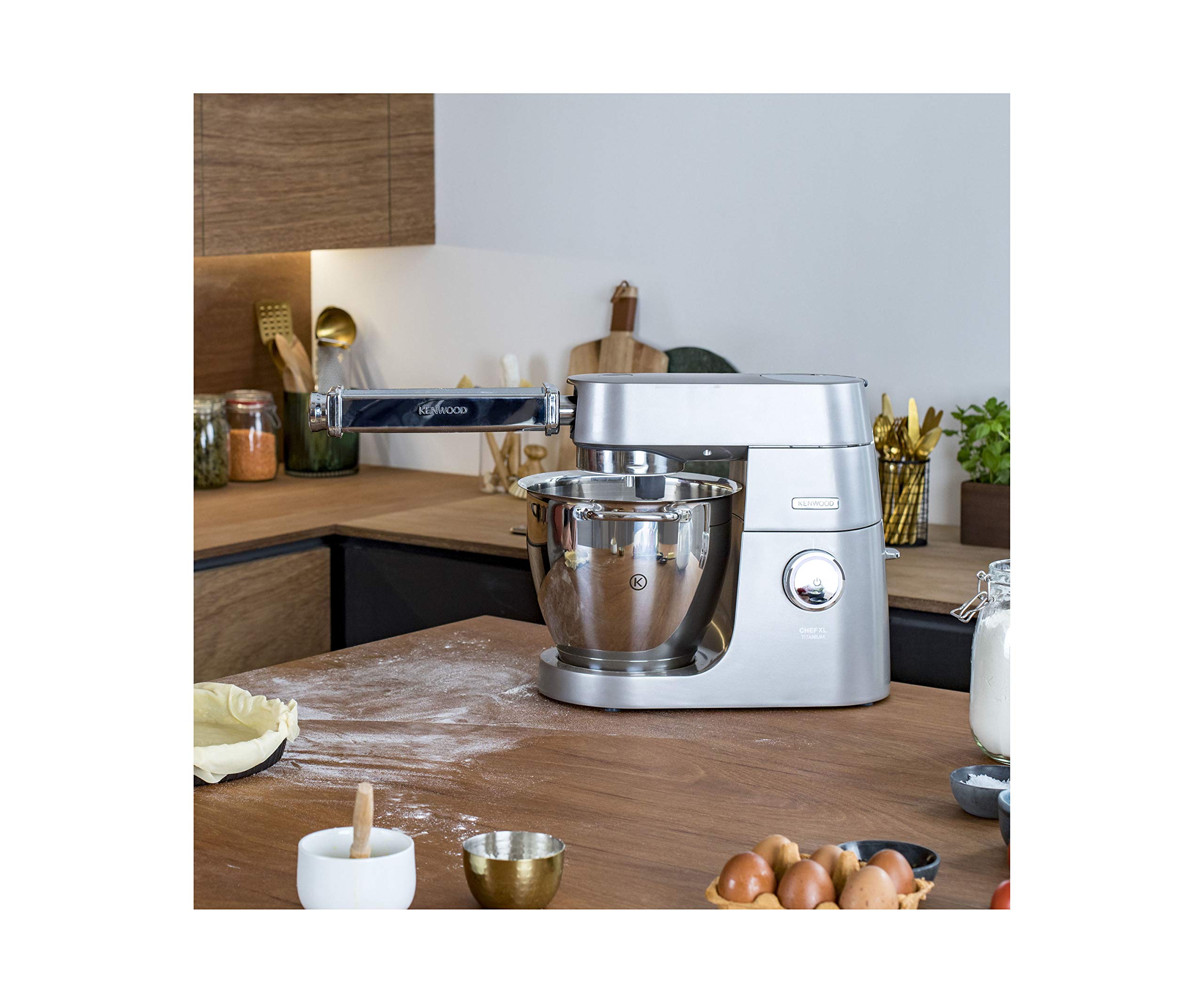 Kenwood XL KAX99.A0ME Pasta Maker Attachment for Kitchen Machine - Extra Wide 22cm Lasagna Plates, Chromed Stainless Steel Body & Durable Aluminum Rollers - Perfect for Homemade Pasta, Lasagna & Italian Cuisine