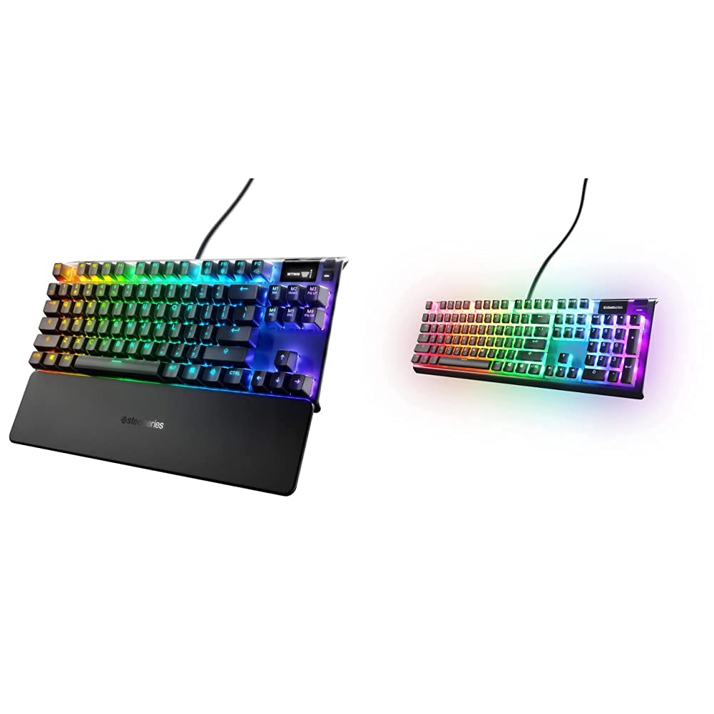 SteelSeries Apex Pro TKL Mechanical Gaming Keyboard with PRISMCAPS - Double Shot Pudding-Style PBT Keycaps - Durable & Compatible with Most Mechanical Keyboards (Black) - Perfect for Esports, Streaming & Office Work
