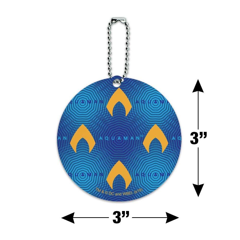 Aquaman Movie Logo Pattern Round Luggage ID Tag - Waterproof Suitcase Carry-On Name Tag for Travel, Business Trips & Vacation Identification