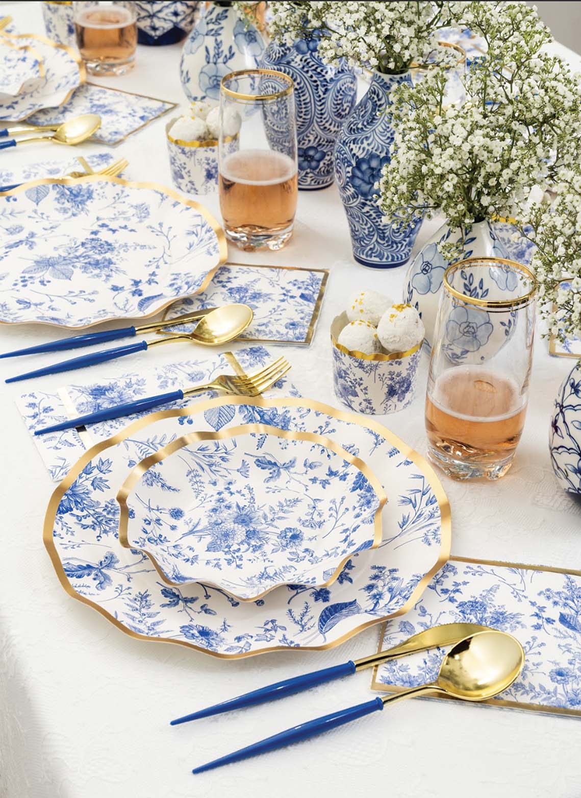 Premium Blue & Gold Plastic Cutlery Set - 36 Pieces (Service for 12) - Perfect for Parties, Picnics, BBQs & Catering Events