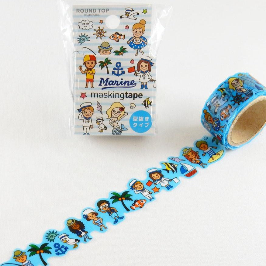 Decorative Beach Washi Tape with Round Top - Perfect for Scrapbooking, Journaling, and DIY Crafts | Waterproof & Removable Adhesive for Creative Projects