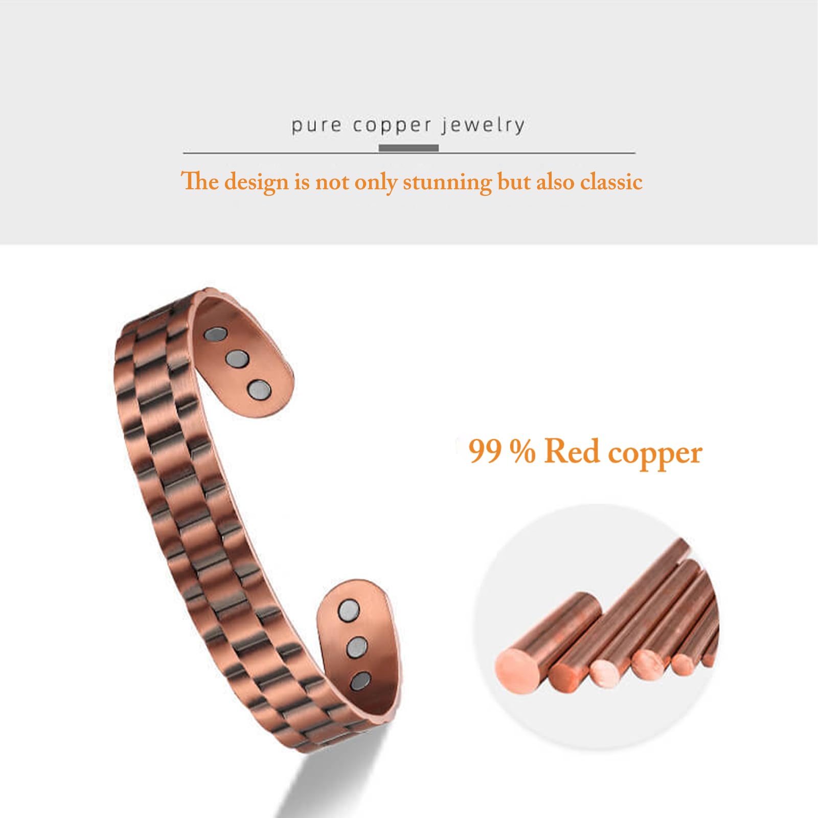 ProstaPower Magnetic Copper Bracelet for Men - Pain Relief & Joint Support - Adjustable Magnetic Therapy Wristband for Arthritis, Carpal Tunnel & Circulation - Ideal for Sports, Work & Daily Wear