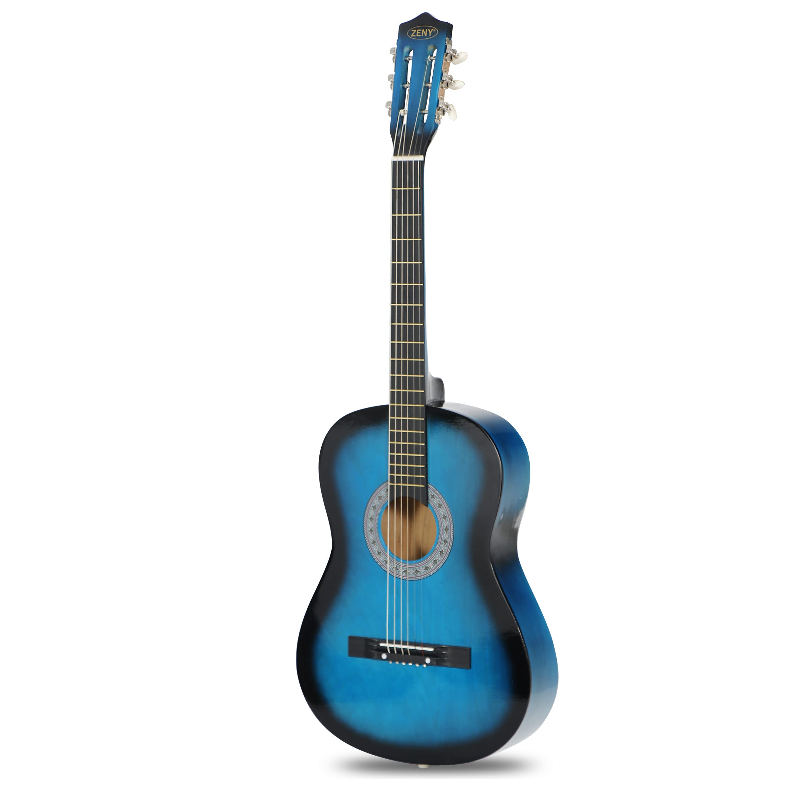 38-inch Kids Beginner Wood Acoustic Guitar Right-Handed with Pitch Pipe, Gig Bag, Extra Nylon Strings & Pick - Perfect for Kids, Girls, Boys & Beginners (Blue) - Ideal for Music Lessons, Home Practice & Gift Giving