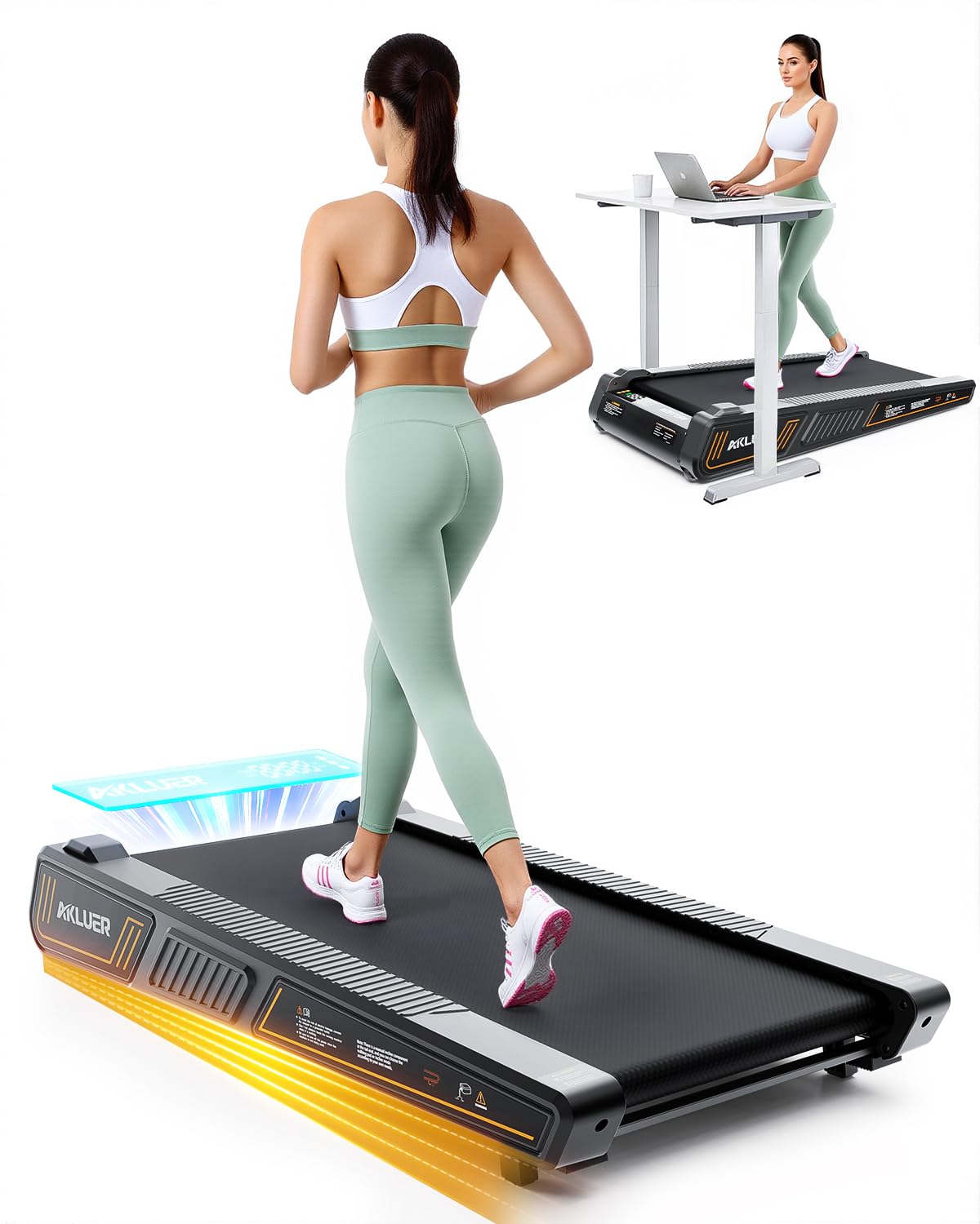 Under Desk Treadmill for Home & Office - 2.5HP Compact Walking Pad with Adjustable Incline, 330LBS Capacity - Perfect for Small Spaces, Work from Home & Office Fitness