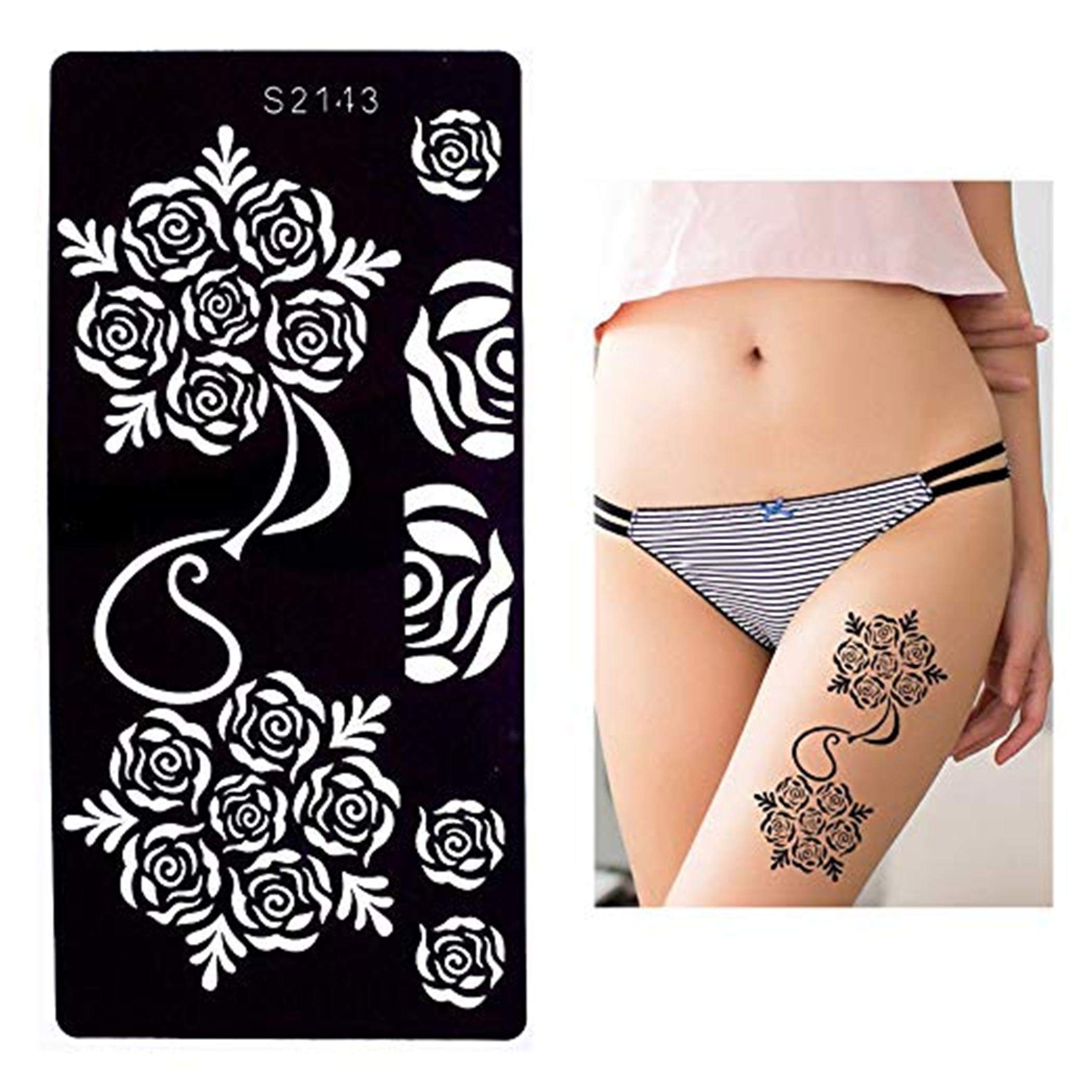 Premium Henna Stencils for Hands, Body, Fingers & Face - Reusable Mehndi Stickers for Women, Girls & Kids (Pack of 2) - NIV-385 | Perfect for Weddings, Festivals & DIY Body Art