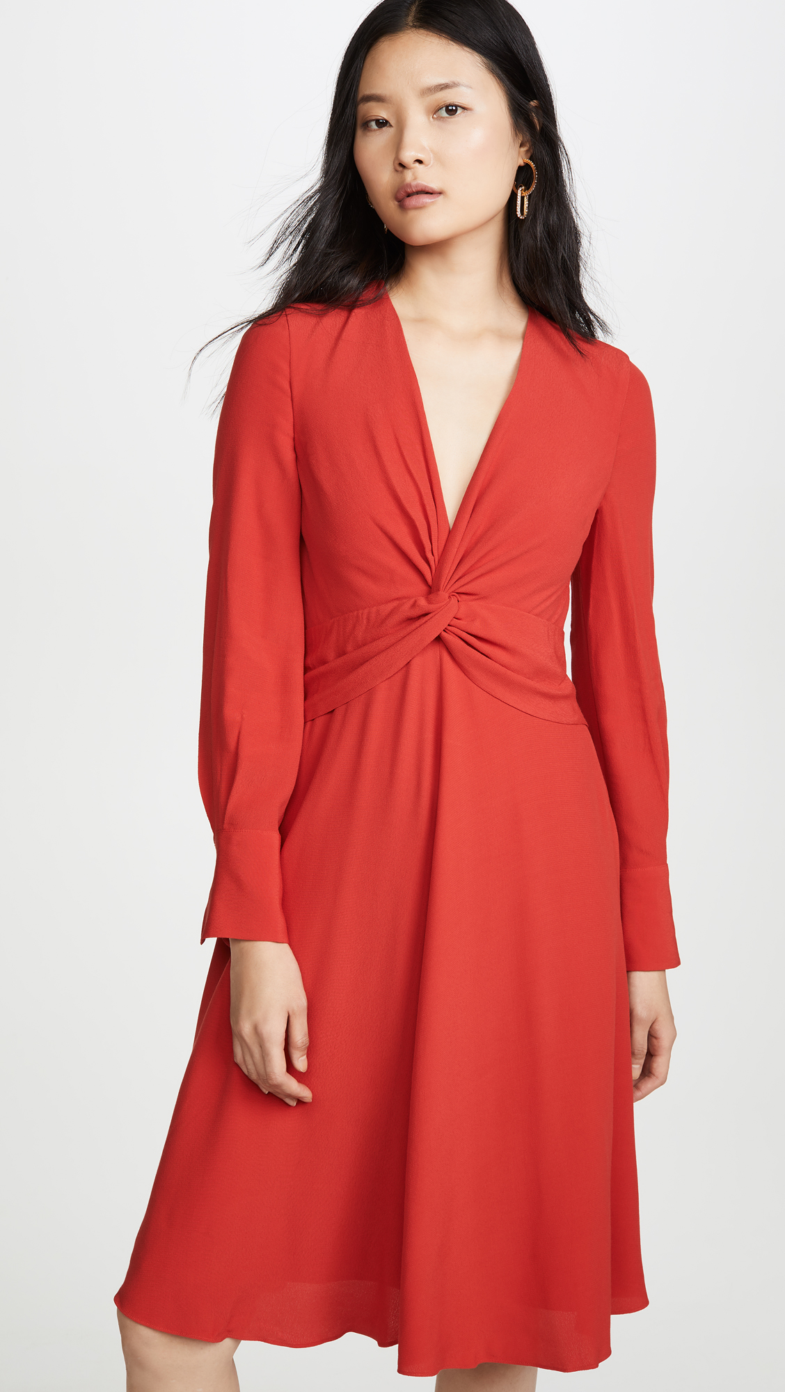 Women's Faun Dress in Aura Orange - Size 8 | Elegant Flowy Midi Dress for Casual Wear, Date Night & Summer Outfits | Equipment Brand Fashion