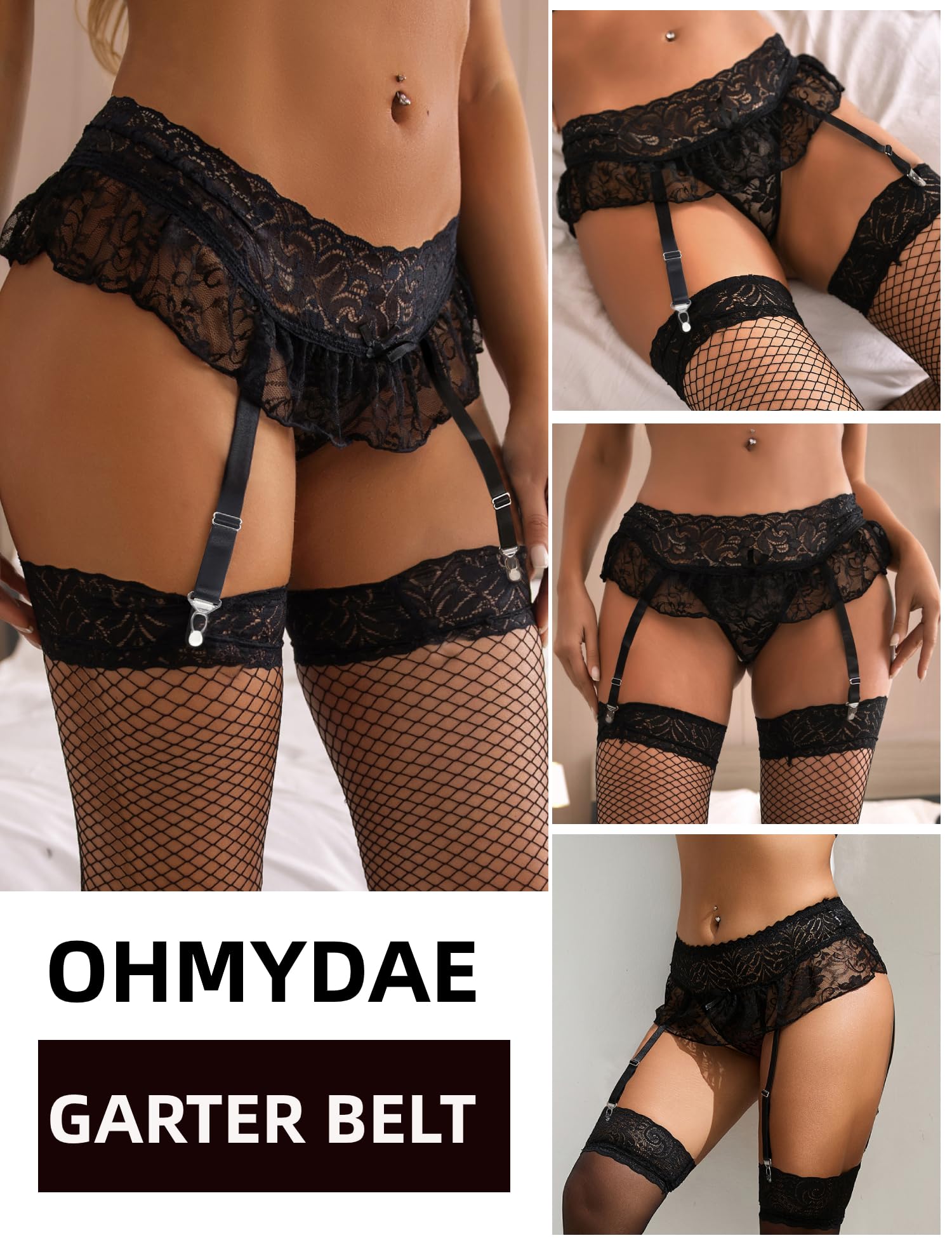 Oh My Dear Women's Plus Size Lace Garter Belt with 4 Adjustable Straps - Sexy Lingerie Set for Stockings & Ruffled Skirts - Perfect for Bridal, Boudoir & Special Occasions