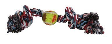 Durable Dog Rope Toy with Tennis Ball - Interactive Chew Toy for Aggressive Chewers, Fetch & Tug of War Games - DIGGERS 03885 (Great for Outdoor Play & Training)