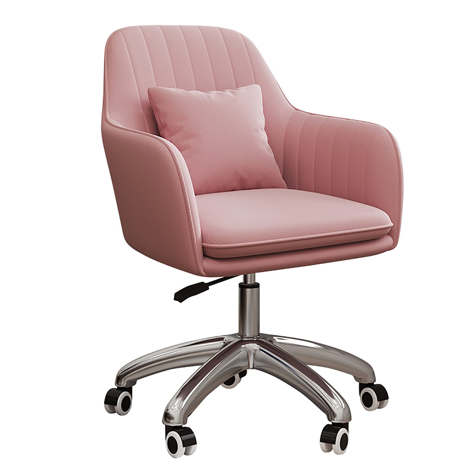 Ergonomic Swivel Office Chair - Soft Velvet Upholstered Adjustable Height Task Chair with Tufted Back for Home Office, Vanity & Computer Desk - Pink (60x60x80-90cm) - Perfect for Workstations, Gaming Setups & Relaxing Reading Nooks