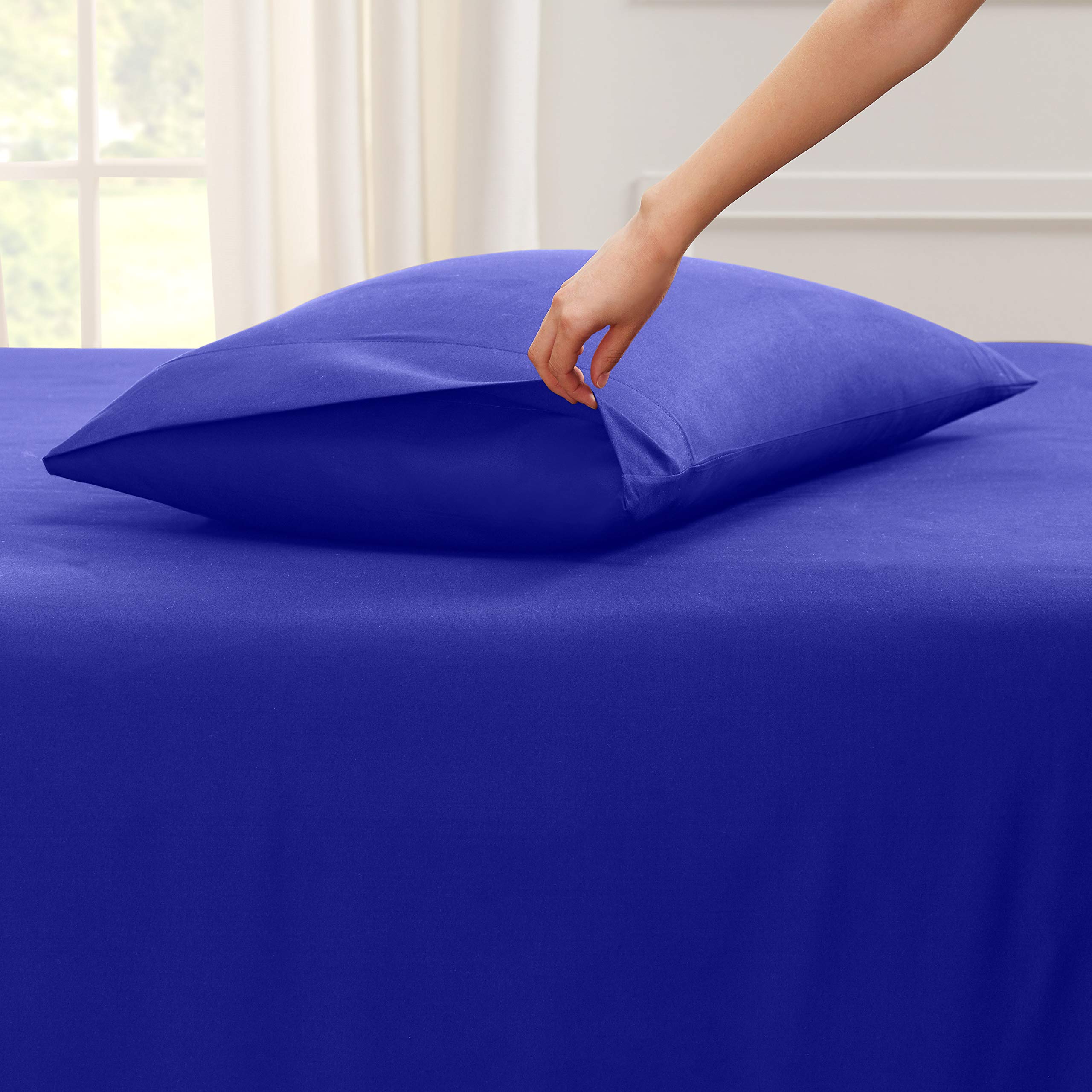 Empyrean Soft Standard & Queen Size Pillowcases Set of 4 - Luxury 100% Cotton Bedding Pillow Covers - Royal Blue for Bedroom, Hotel, or Guest Room Decor