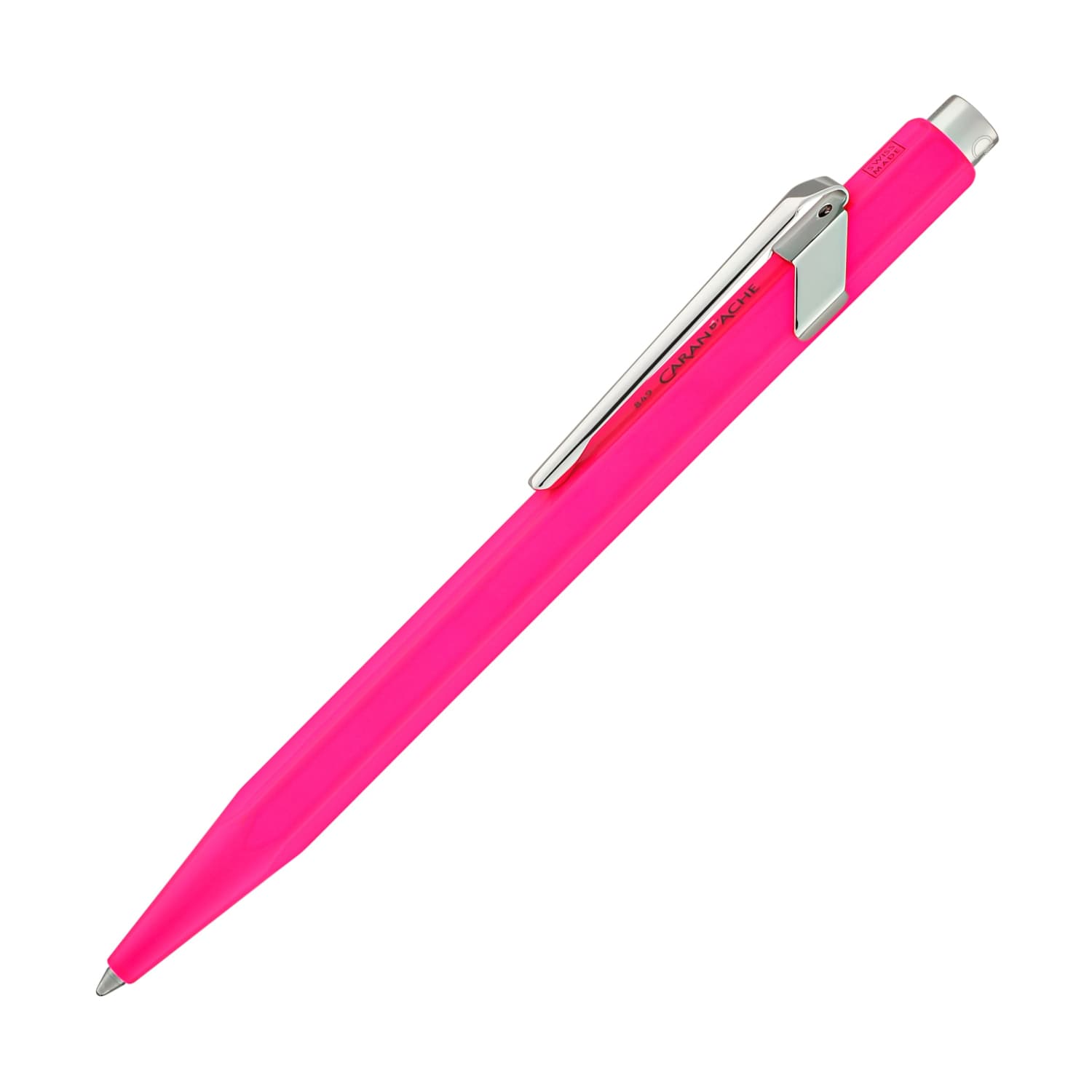 Premium Caran d'Ache 849 Metal Collection Ballpoint Pen - Fluorescent Pink Ink for Smooth Writing | Luxury Office & Gift Pen for Professionals, Students & Collectors