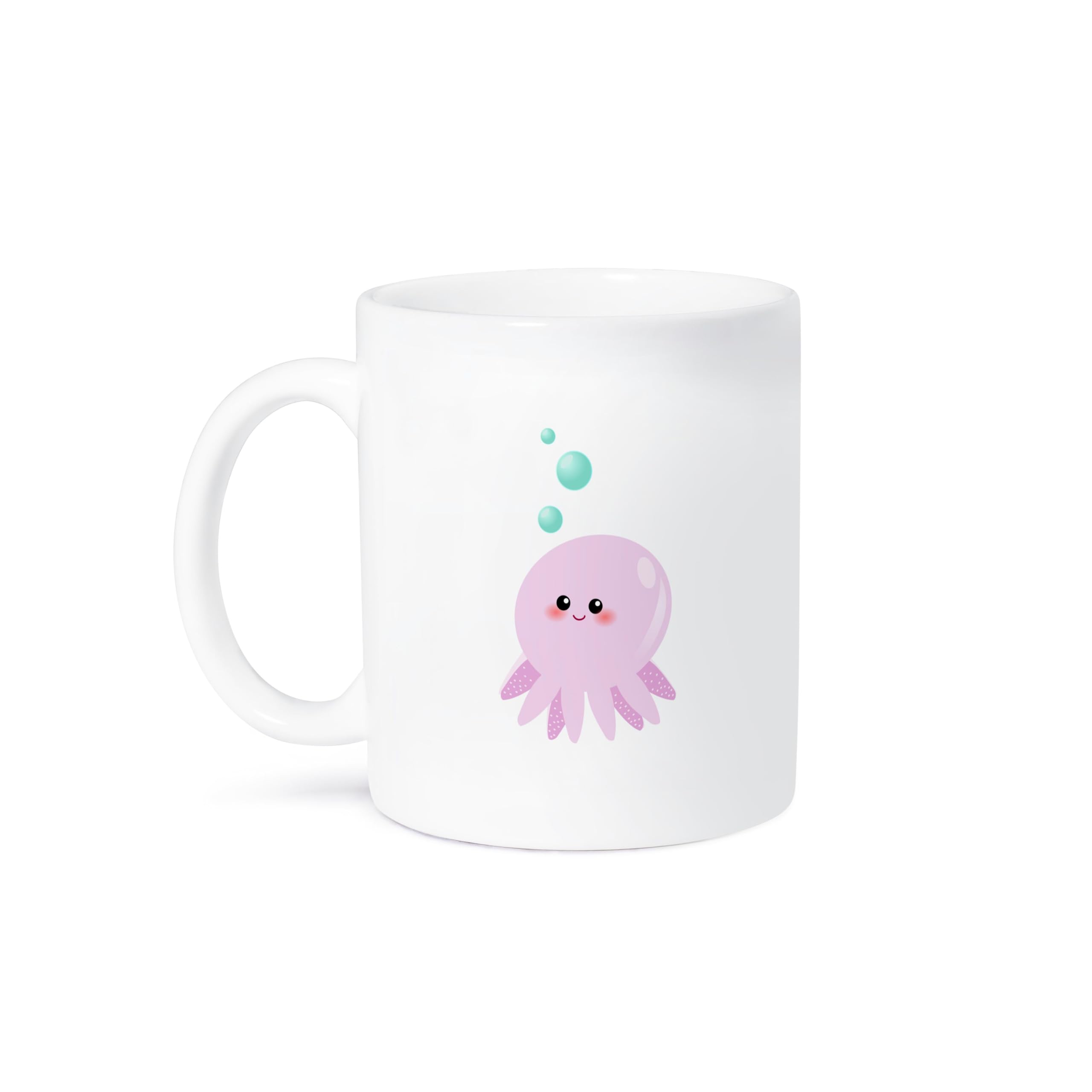 3D Rose 15oz Cute Pink Octopus Cartoon Kawaii Coffee Mug - Happy Girly Squid with Tentacles Anime Eyes and Bubbles - Funny White Animal Design Ceramic Cup - Perfect Gift for Anime Lovers, Office Use, and Home Decor