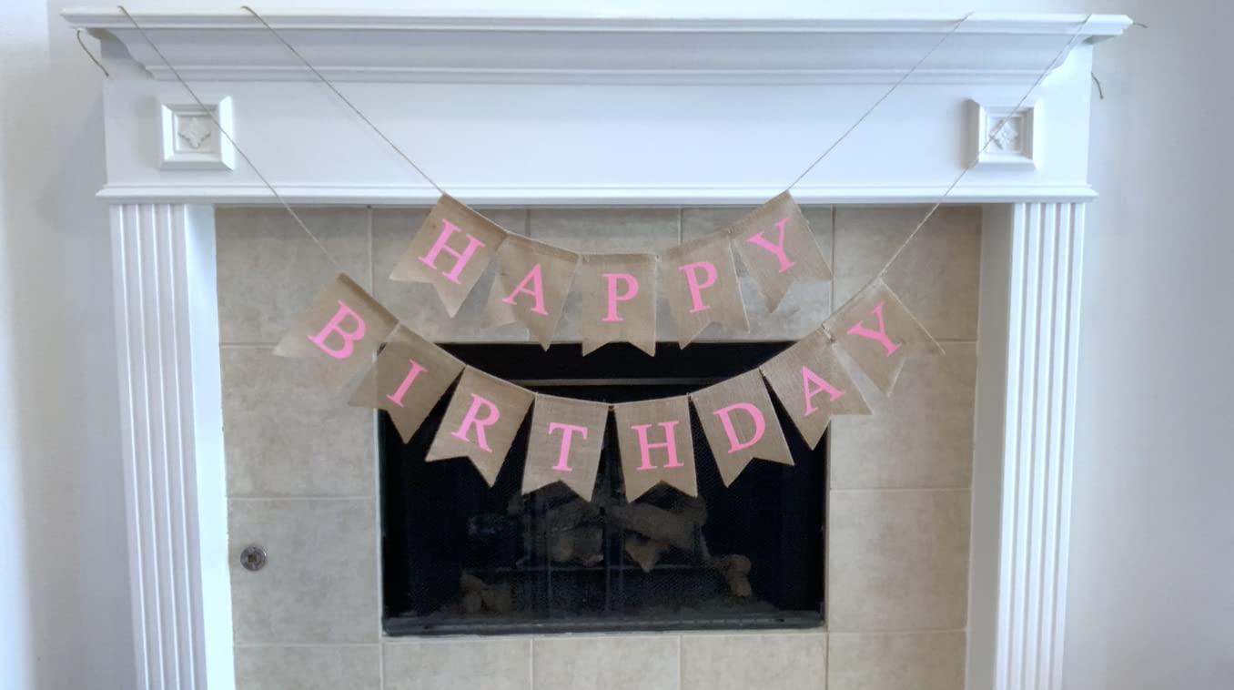Happy Birthday Burlap Banner - Pink Party Decoration for Birthdays, Baby Showers & Celebrations | Perfect for Indoor & Outdoor Events