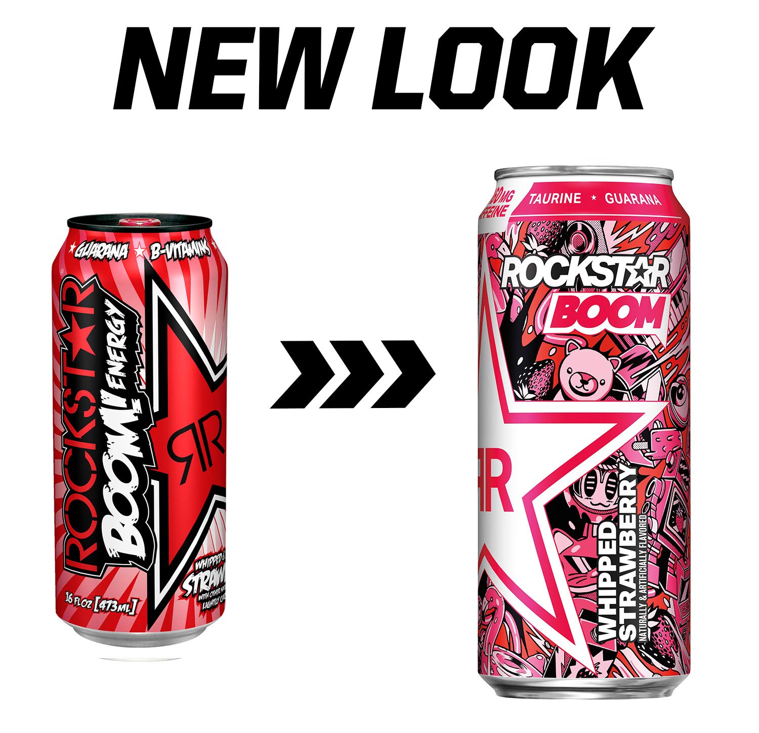 Rockstar Boom Energy Drink Variety Pack - Whipped Orange & Whipped Strawberry Flavors (16oz, 12 Cans) | Perfect for Workouts, Gaming & All-Night Study Sessions