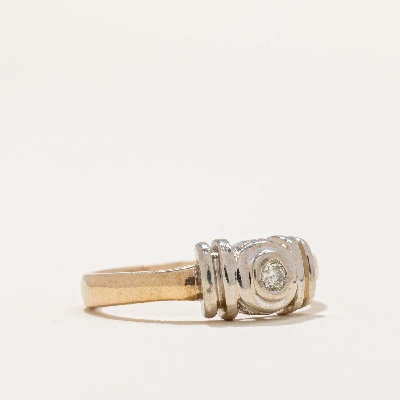 0.04ct Bezel Set Diamond Two Tone Gold Ring - Size 4.5 - Elegant Wedding Band, Anniversary Gift for Her, Perfect for Everyday Wear & Special Occasions