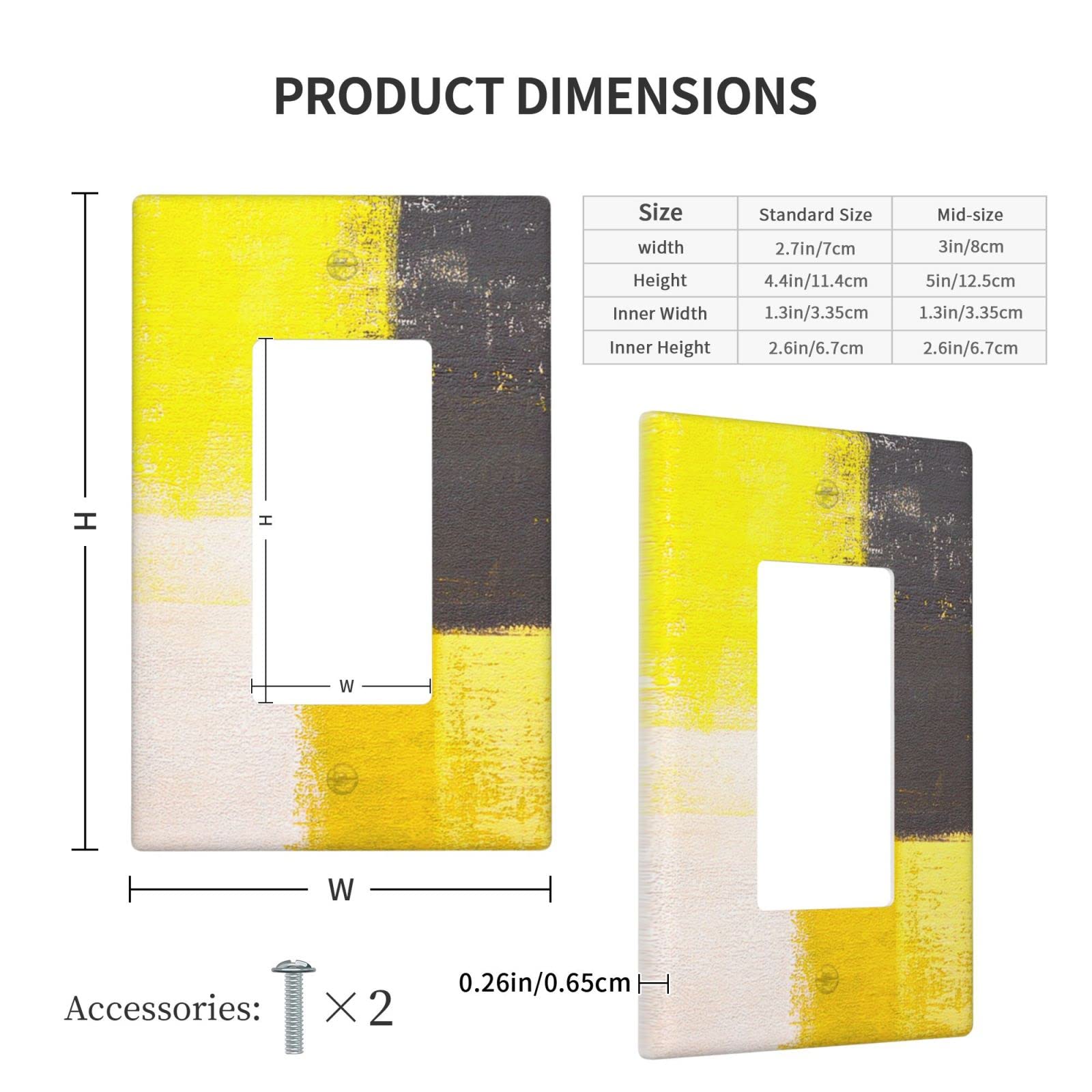 Abstract Yellow Single Rocker Light Switch Cover - Decorative 1 Gang Outlet Cover Wall Plate - Funny Light Switch Faceplate 4.5