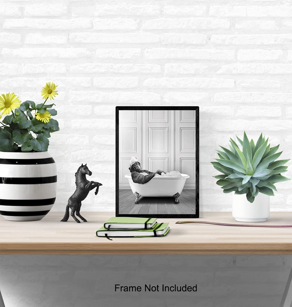 Funny Bathroom Wall Art for Men & Women - Modern Monkey Chimp Decor Sign - Unique 8x10 Powder Room Poster - Perfect for Guest Bathrooms, Restrooms & Home Decor