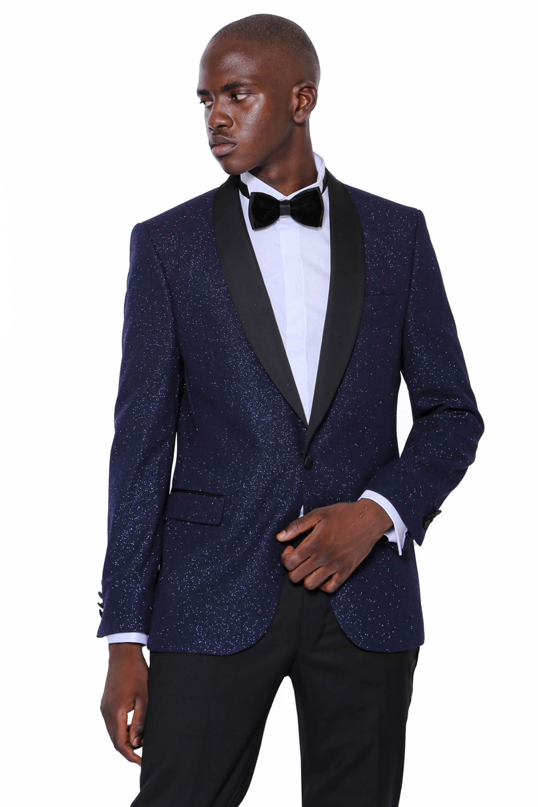 Custom Navy Blue Regular Fit Blazer with Black Lapel - Premium Tailored Men's Jacket for Business, Office, and Formal Occasions