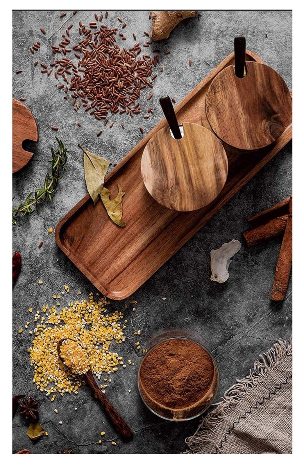 Premium Gourmet Seasoning Box Set with Glass Spice Jars & Serving Spoons - Elegant Condiment Cruet Bottles for Kitchen Organization - Perfect for Cooking, Baking & Entertaining