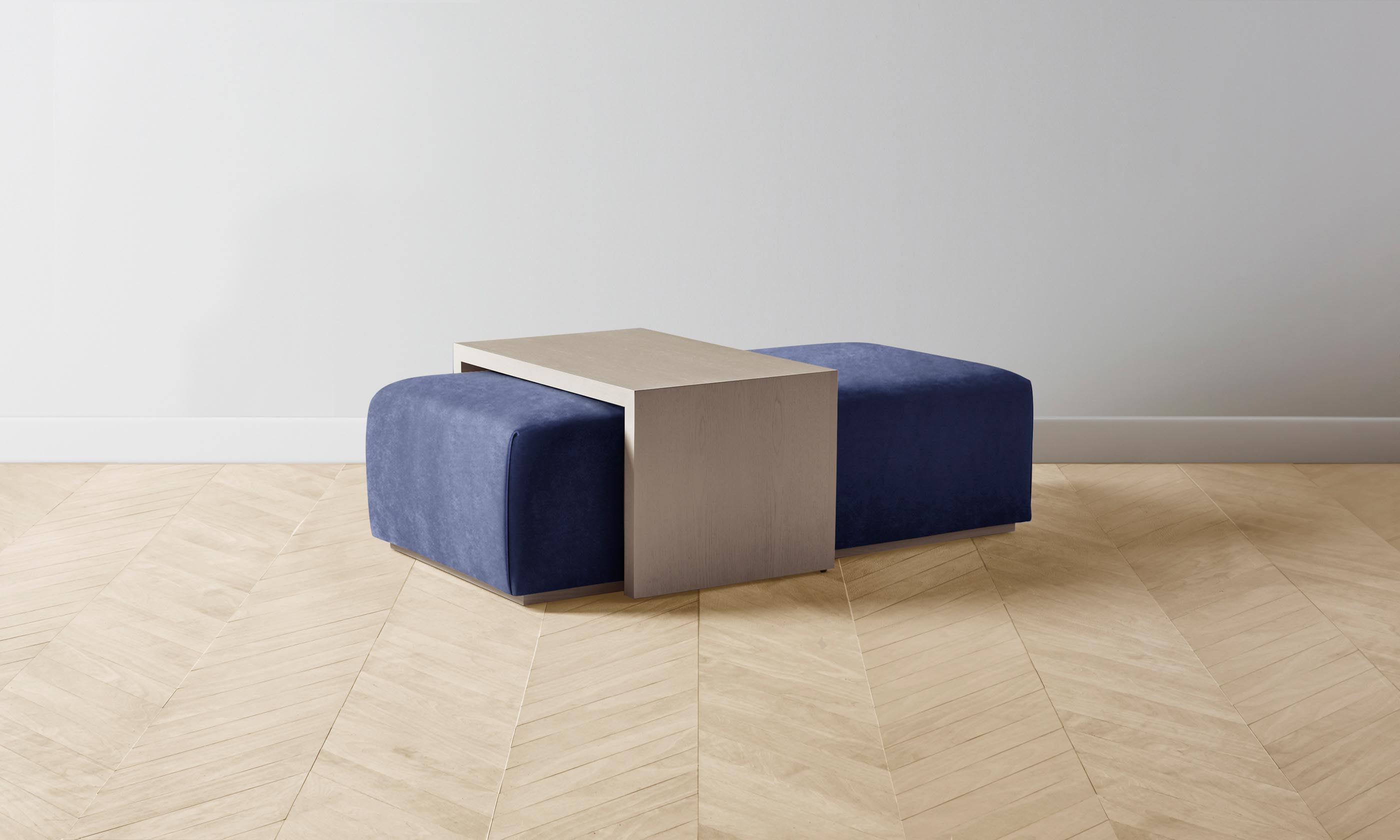 Luxury Velvet Ottoman - The Bowery Ottoman in Midnight Blue for Living Room & Bedroom Decor | Modern Home Furniture for Comfort & Style